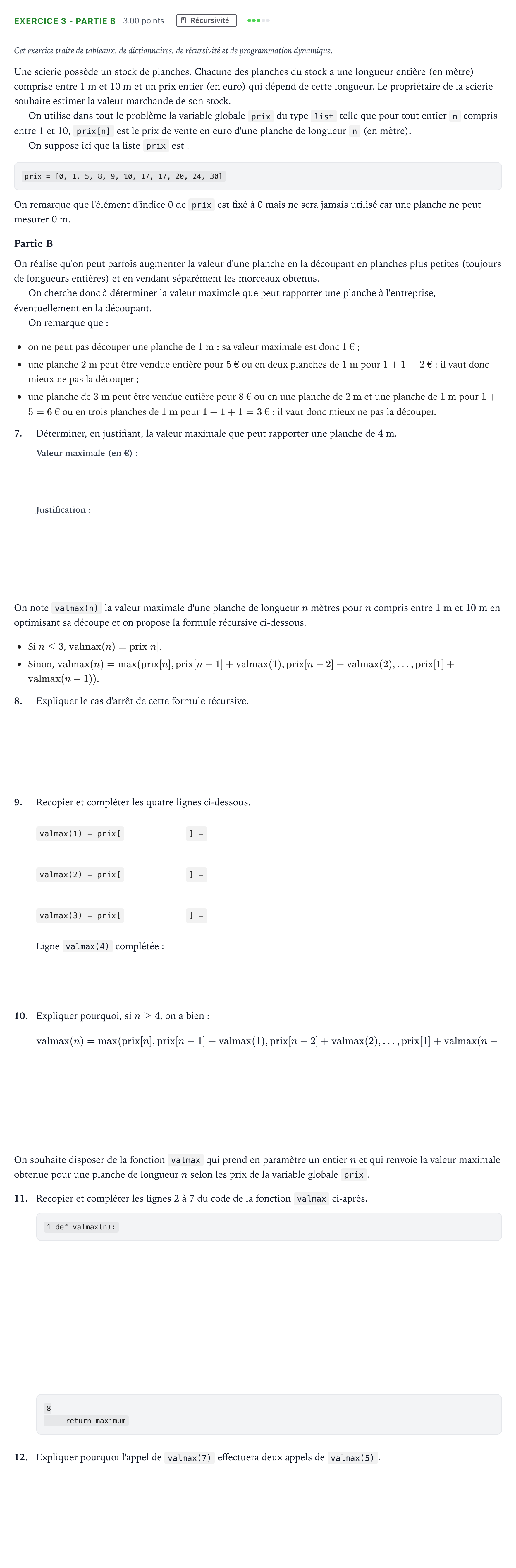 Énoncé: Exercice 3 - Partie B · Bac Numérique et Sciences Informatiques Antilles-Guyane 2026 (jour 2)