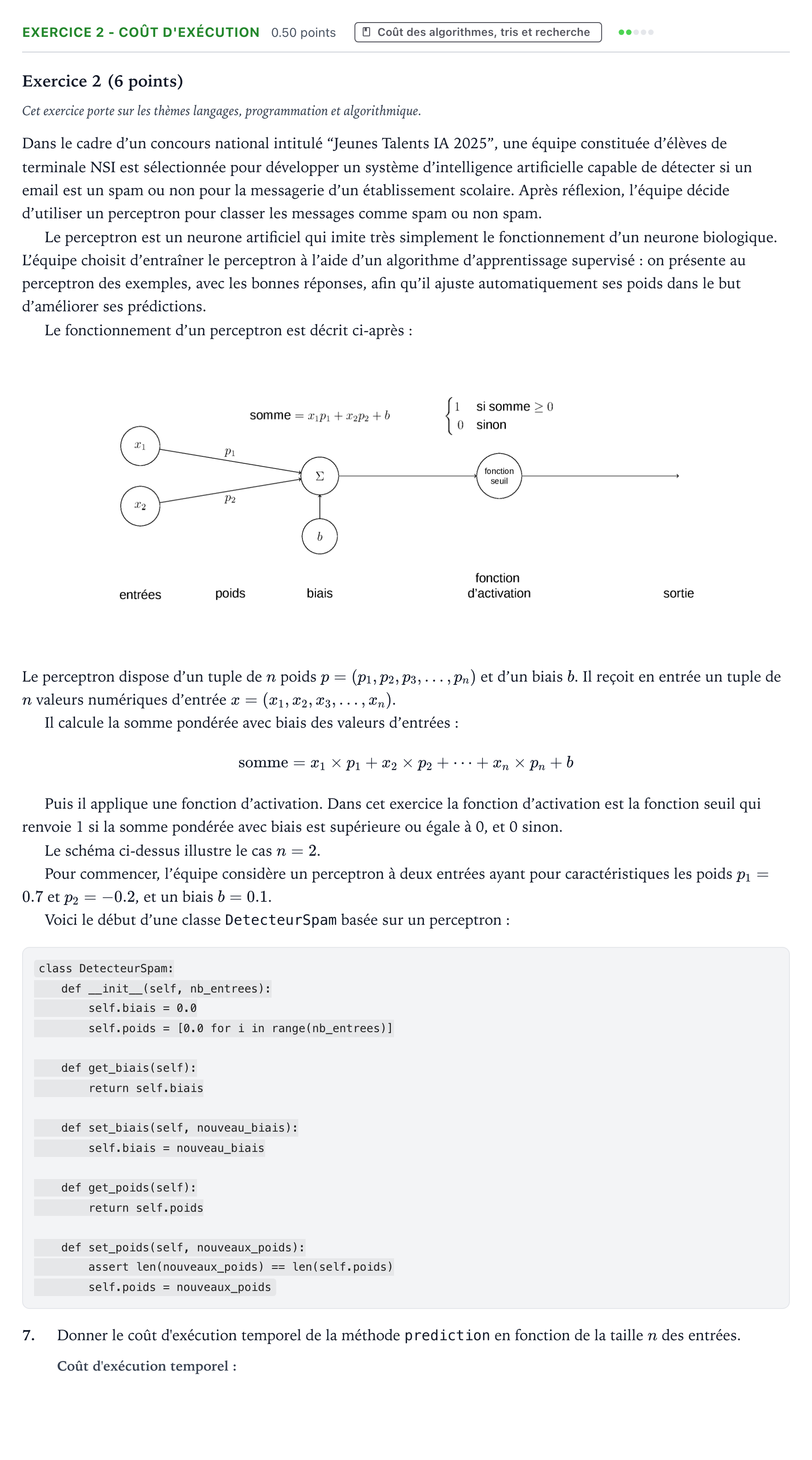 Énoncé: Exercice 2 - Coût d'exécution · Bac Numérique et Sciences Informatiques Asie 2026 (jour 1)
