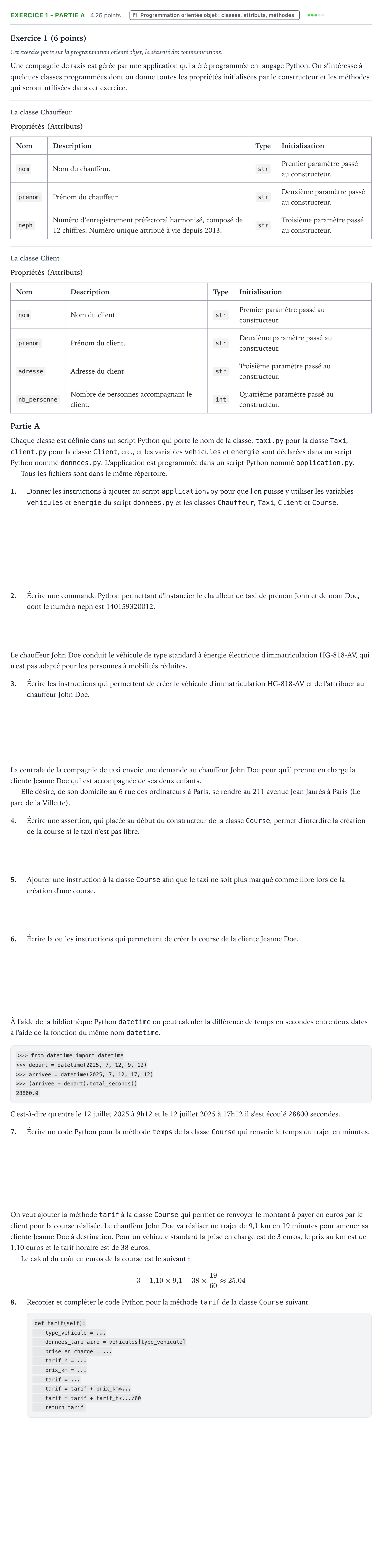 Énoncé: Exercice 1 - Partie A · Bac Numérique et Sciences Informatiques Centres étrangers (Afrique) 2026 (jour 2)