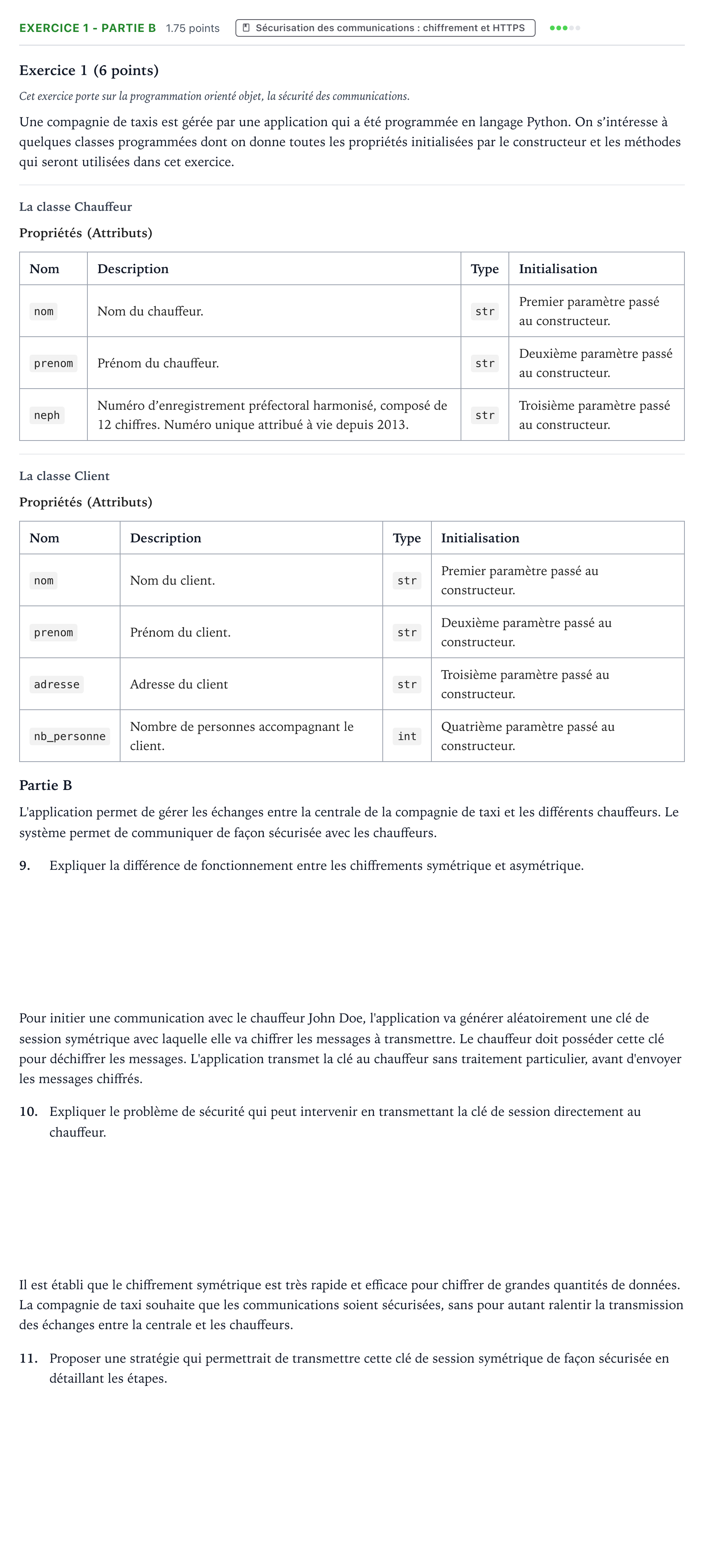 Énoncé: Exercice 1 - Partie B · Bac Numérique et Sciences Informatiques Centres étrangers (Afrique) 2026 (jour 2)