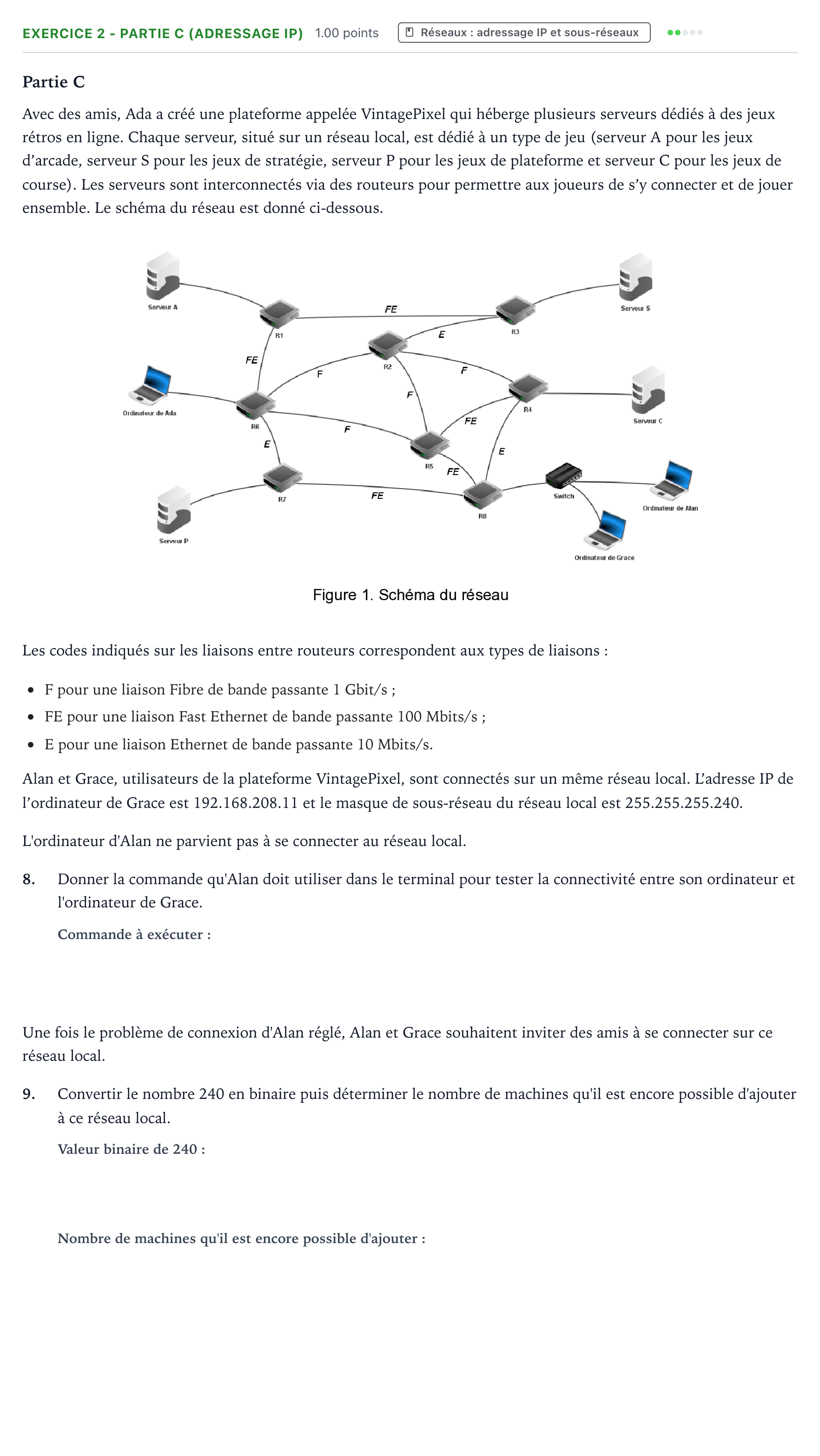 Énoncé: Exercice 2 - Partie C (Adressage IP) · Bac Numérique et Sciences Informatiques Centres étrangers (Afrique) 2026 (jour 2)