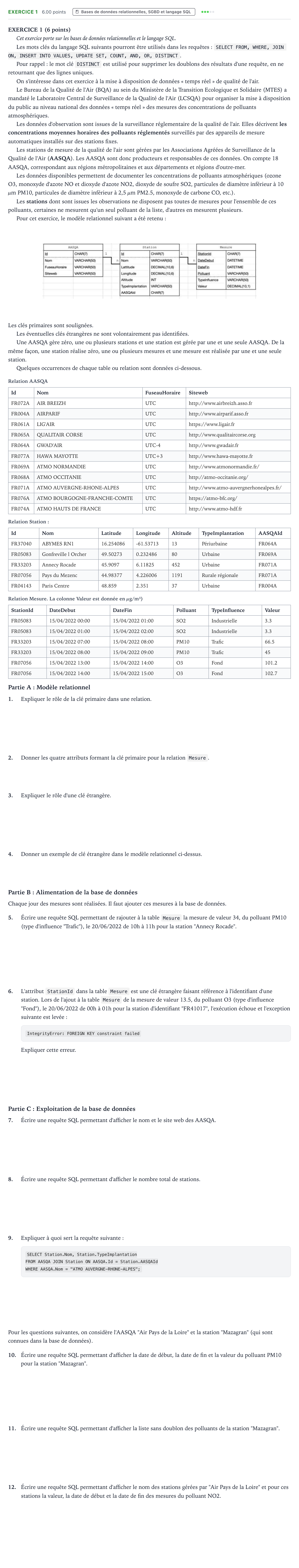 Énoncé: Exercice 1 · Bac Numérique et Sciences Informatiques Polynésie 2026 (jour 2)