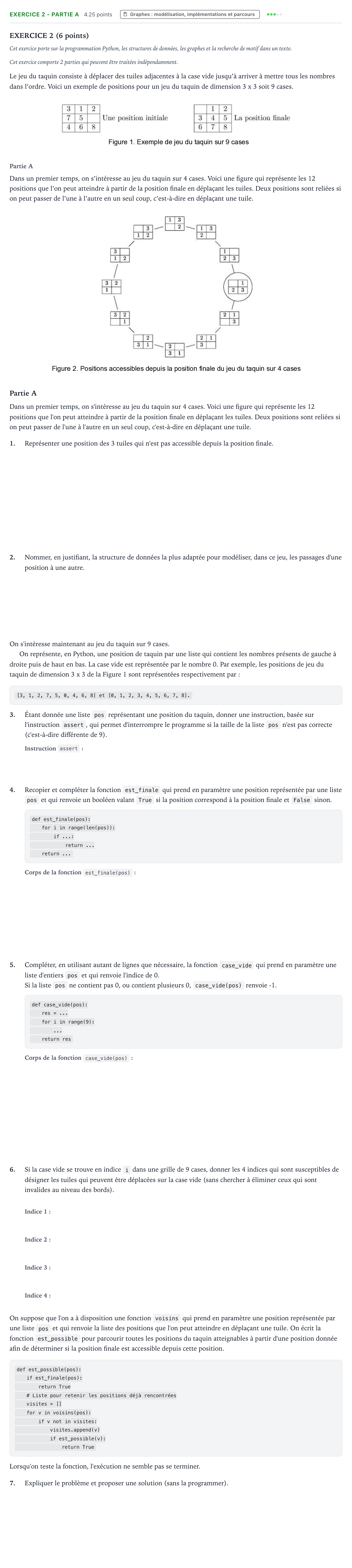Énoncé: Exercice 2 - Partie A · Bac Numérique et Sciences Informatiques Polynésie 2026 (jour 2)