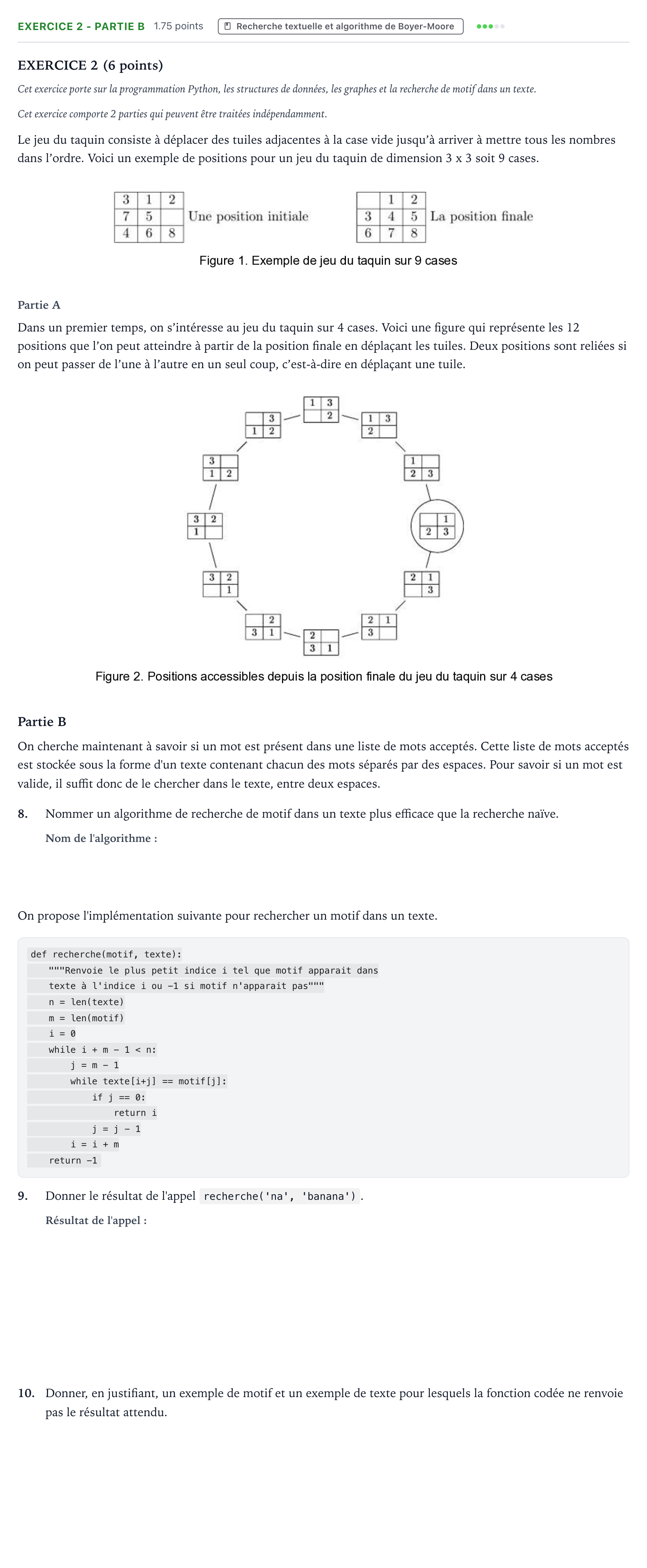 Énoncé: Exercice 2 - Partie B · Bac Numérique et Sciences Informatiques Polynésie 2026 (jour 2)