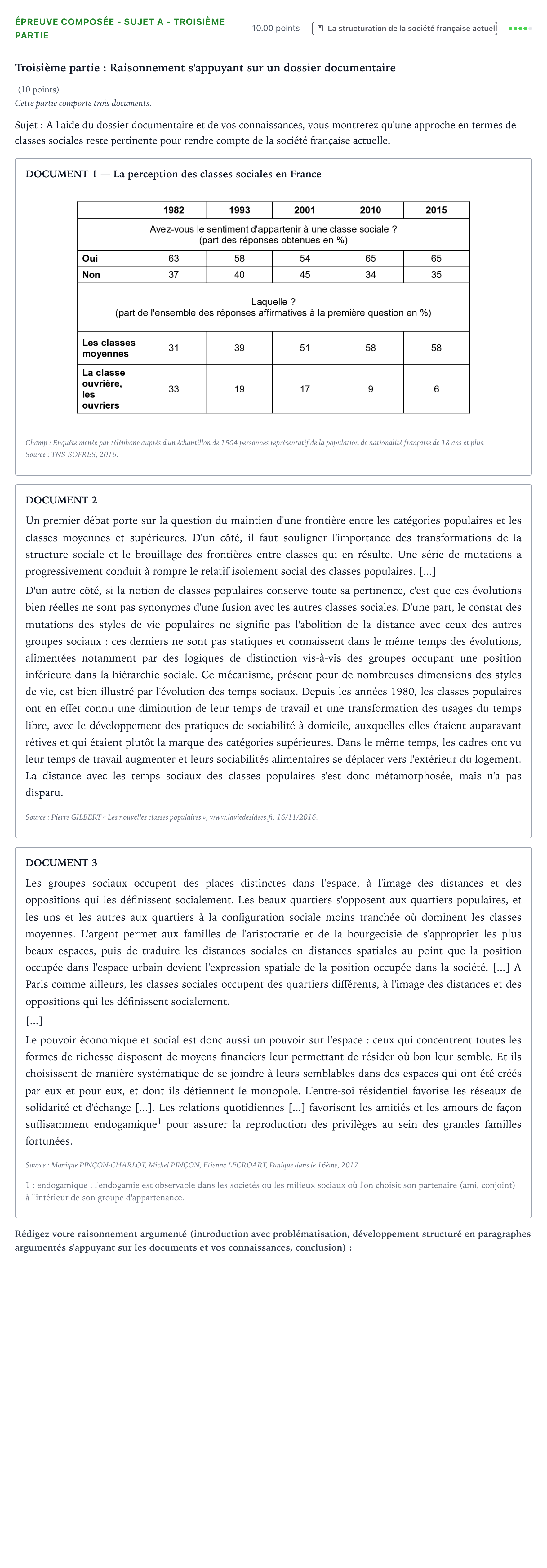 Énoncé: Épreuve composée - Sujet A - Troisième partie · Bac Sciences Économiques et Sociales Amérique du Nord 2021 (jour 1)