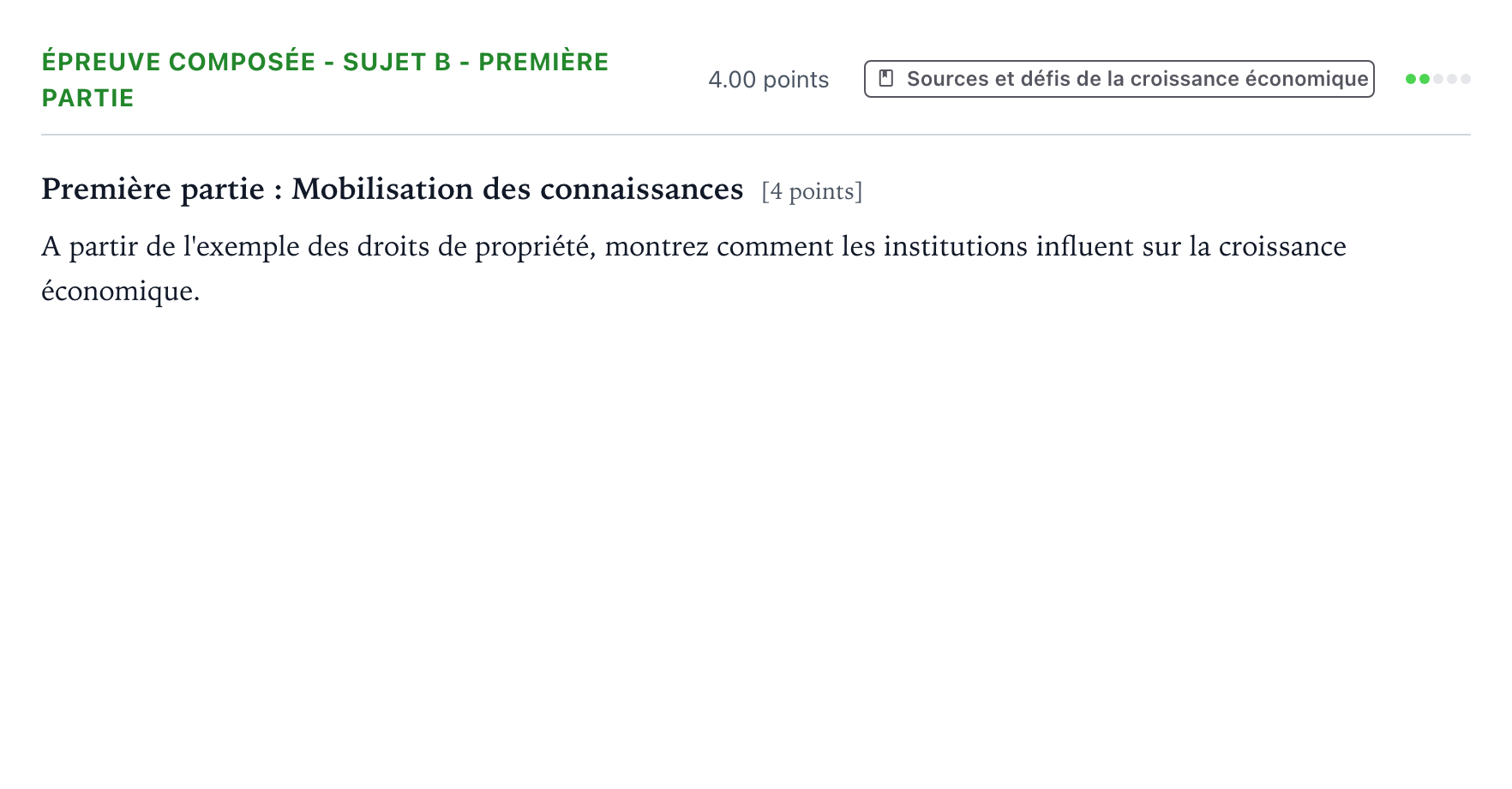 Énoncé: Épreuve composée - Sujet B - Première partie · Bac Sciences Économiques et Sociales Amérique du Nord 2021 (jour 1)