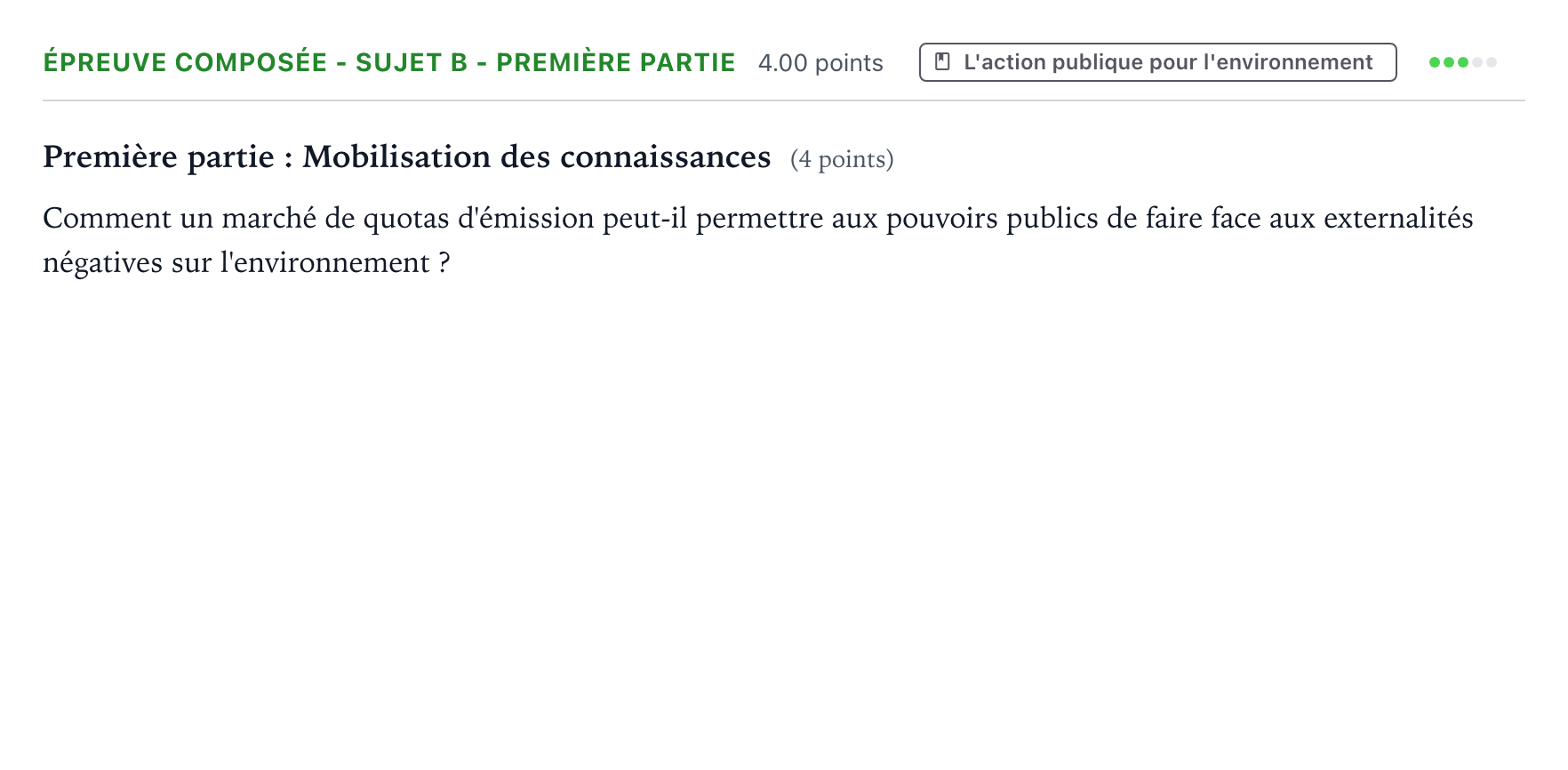 Énoncé: Épreuve composée - Sujet B - Première partie · Bac Sciences Économiques et Sociales Asie 2021 (jour 1)