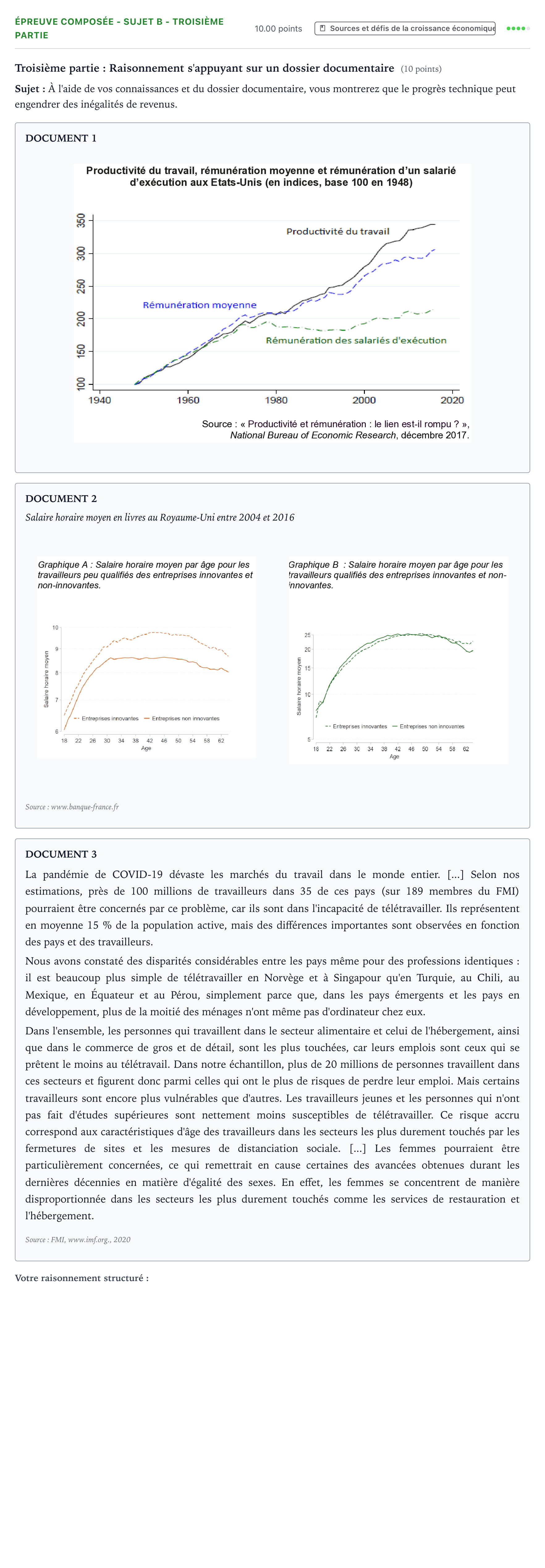 Énoncé: Épreuve composée - Sujet B - Troisième partie · Bac Sciences Économiques et Sociales Asie 2021 (jour 1)