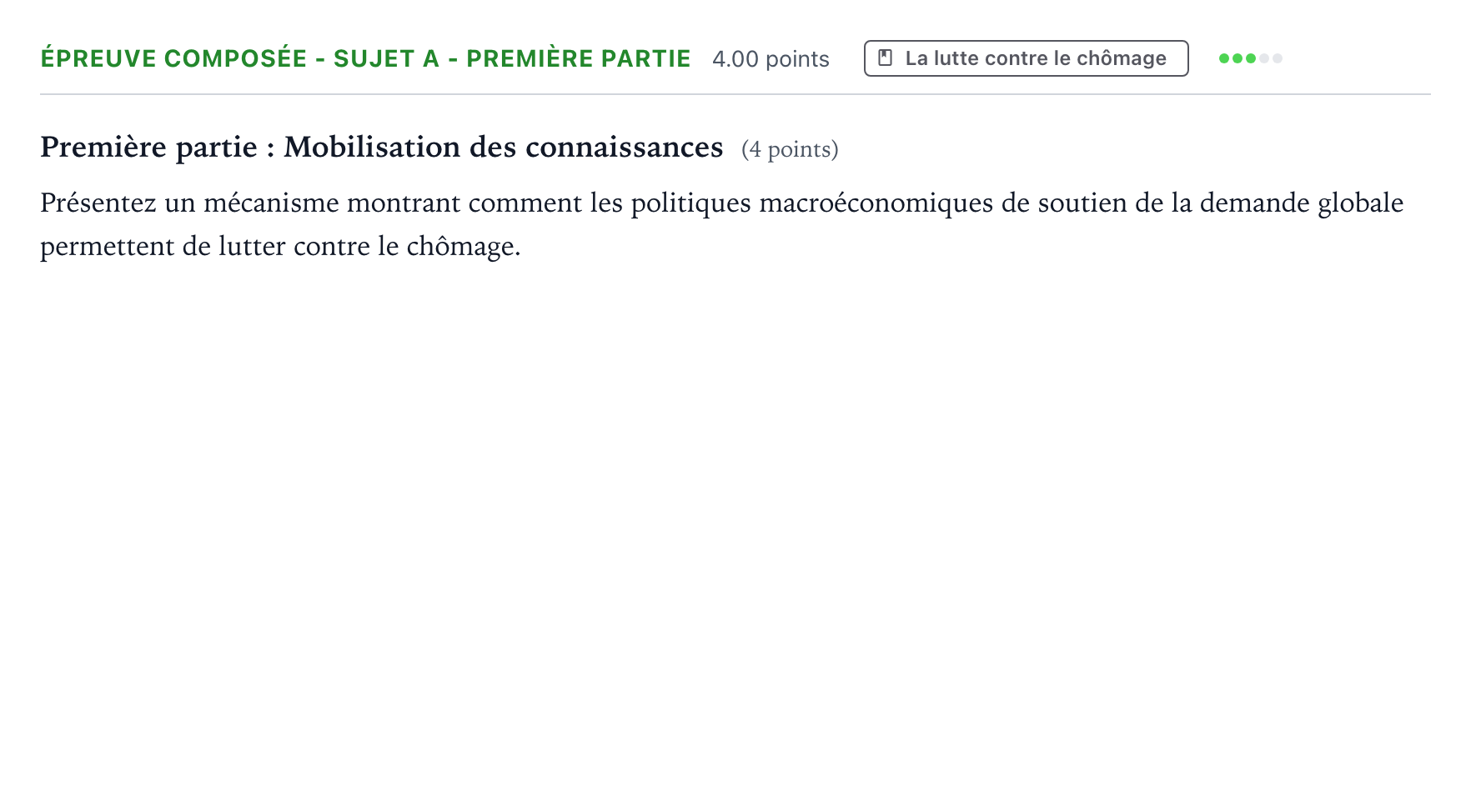Énoncé: Épreuve composée - Sujet A - Première partie · Bac Sciences Économiques et Sociales Centres étrangers (Afrique) 2021 (jour 1)