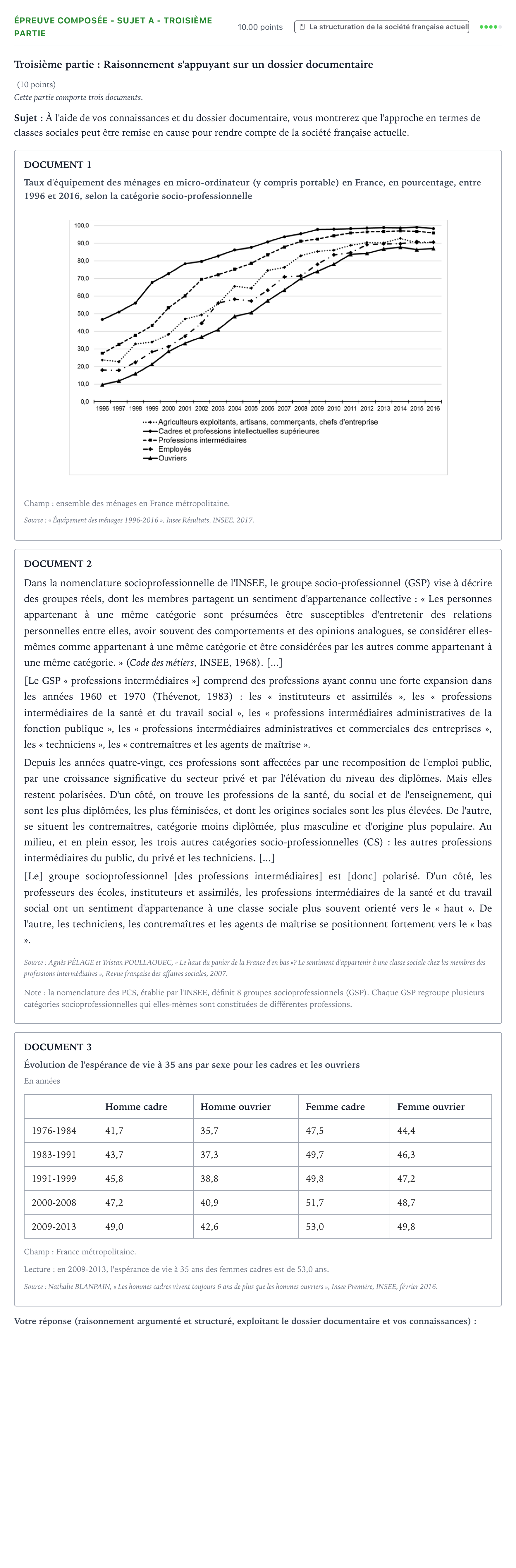Énoncé: Épreuve composée - Sujet A - Troisième partie · Bac Sciences Économiques et Sociales Centres étrangers (Afrique) 2021 (jour 1)