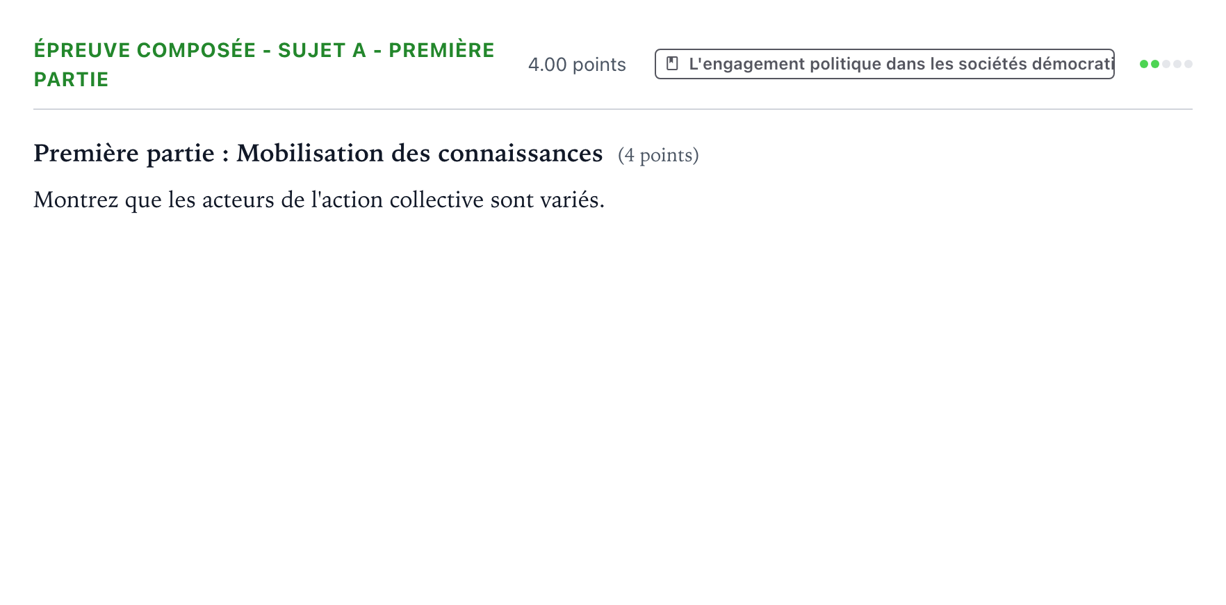 Énoncé: Épreuve composée - Sujet A - Première partie · Bac Sciences Économiques et Sociales Centres étrangers (Afrique) 2021 (jour 2)