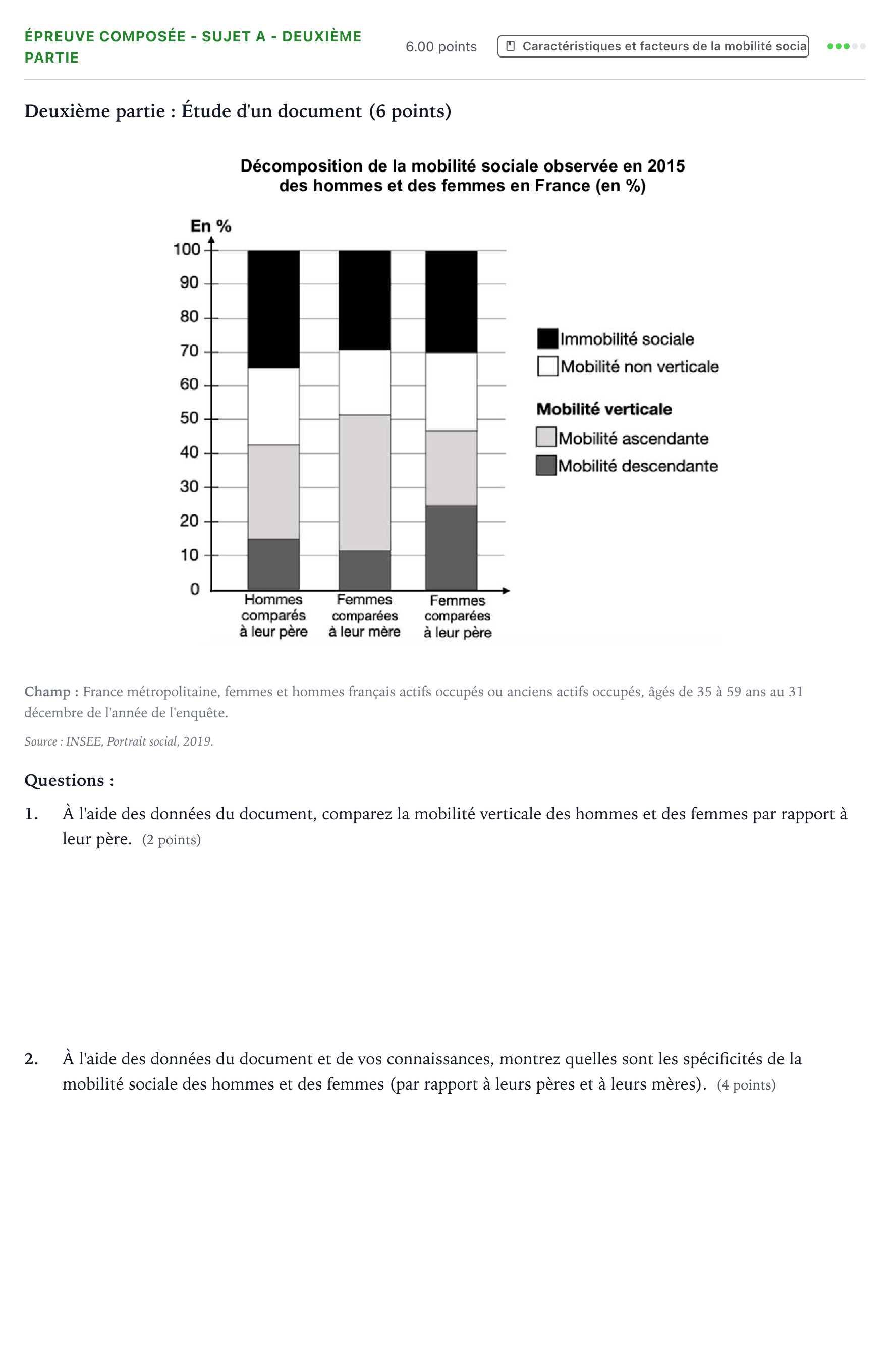Énoncé: Épreuve composée - Sujet A - Deuxième partie · Bac Sciences Économiques et Sociales Centres étrangers (Afrique) 2021 (jour 2)