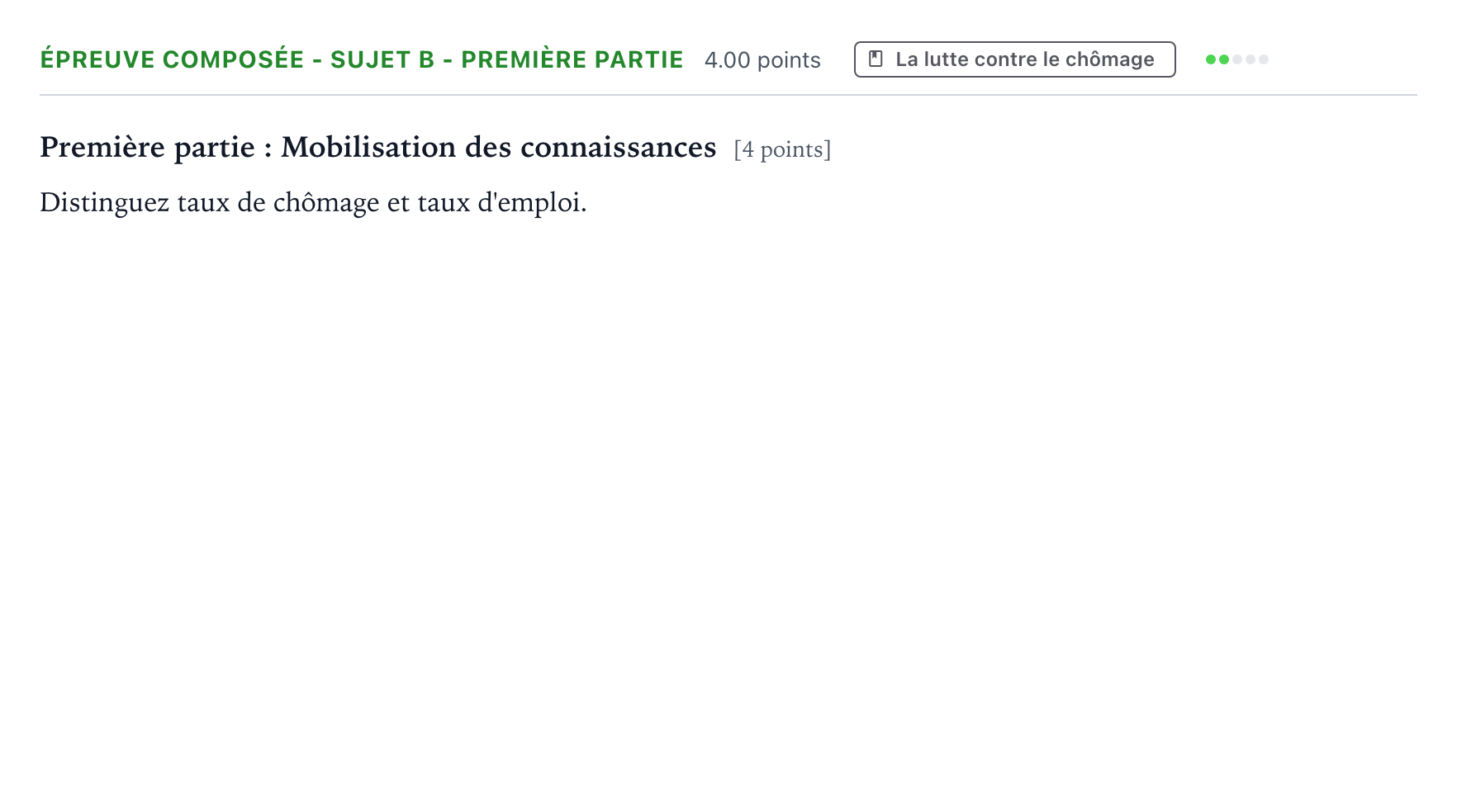Énoncé: Épreuve composée - Sujet B - Première partie · Bac Sciences Économiques et Sociales Centres étrangers (Afrique) 2021 (jour 2)