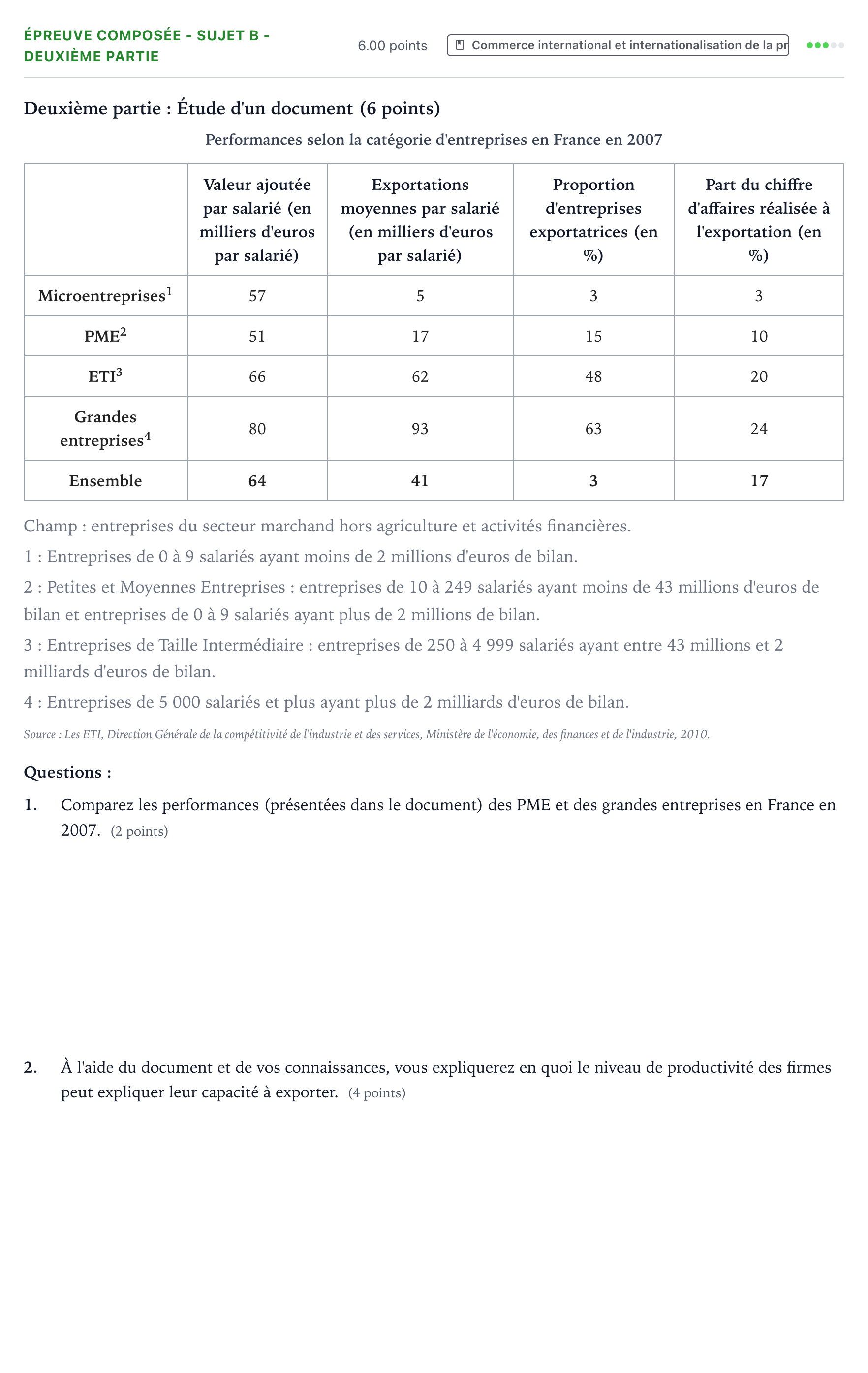 Énoncé: Épreuve composée - Sujet B - Deuxième partie · Bac Sciences Économiques et Sociales Centres étrangers (Afrique) 2021 (jour 2)