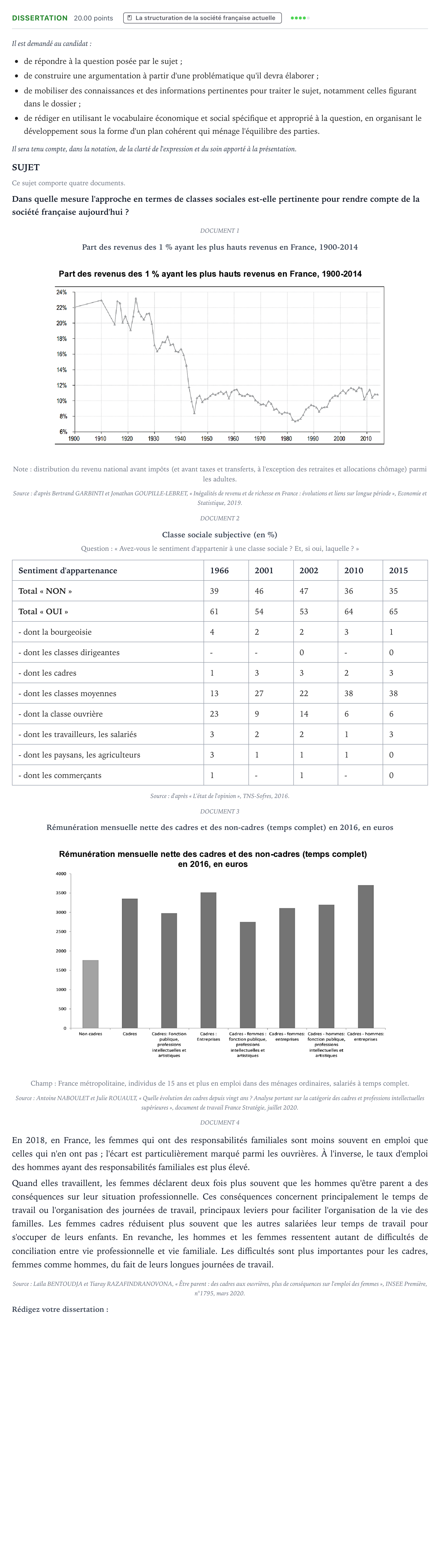 Énoncé: Dissertation · Bac Sciences Économiques et Sociales Métropole Candidat libre 2021 (sujet 1)