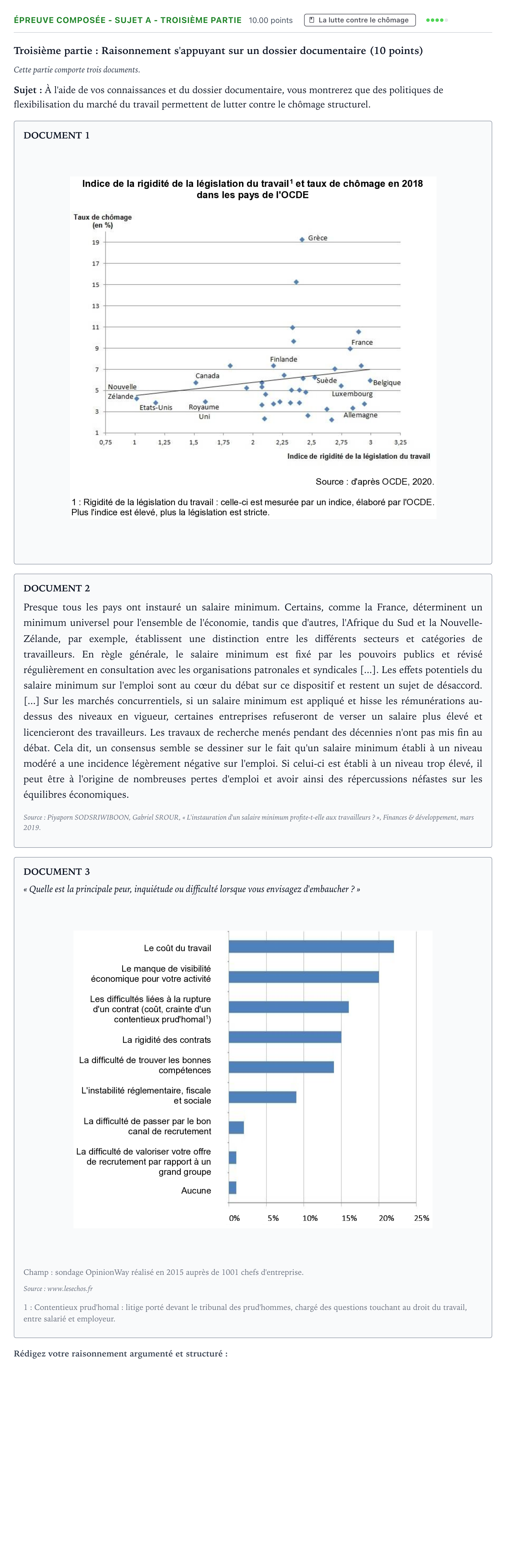 Énoncé: Épreuve composée - Sujet A - Troisième partie · Bac Sciences Économiques et Sociales Métropole Candidat libre 2021 (sujet 1)