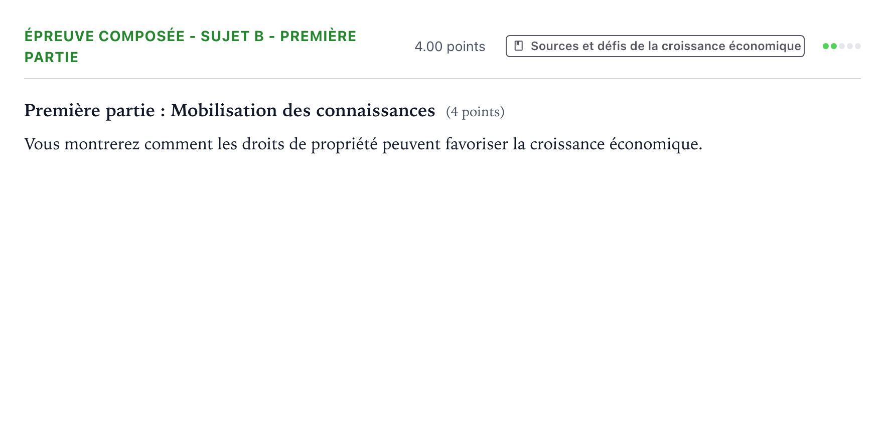 Énoncé: Épreuve composée - Sujet B - Première partie · Bac Sciences Économiques et Sociales Métropole Candidat libre 2021 (sujet 1)