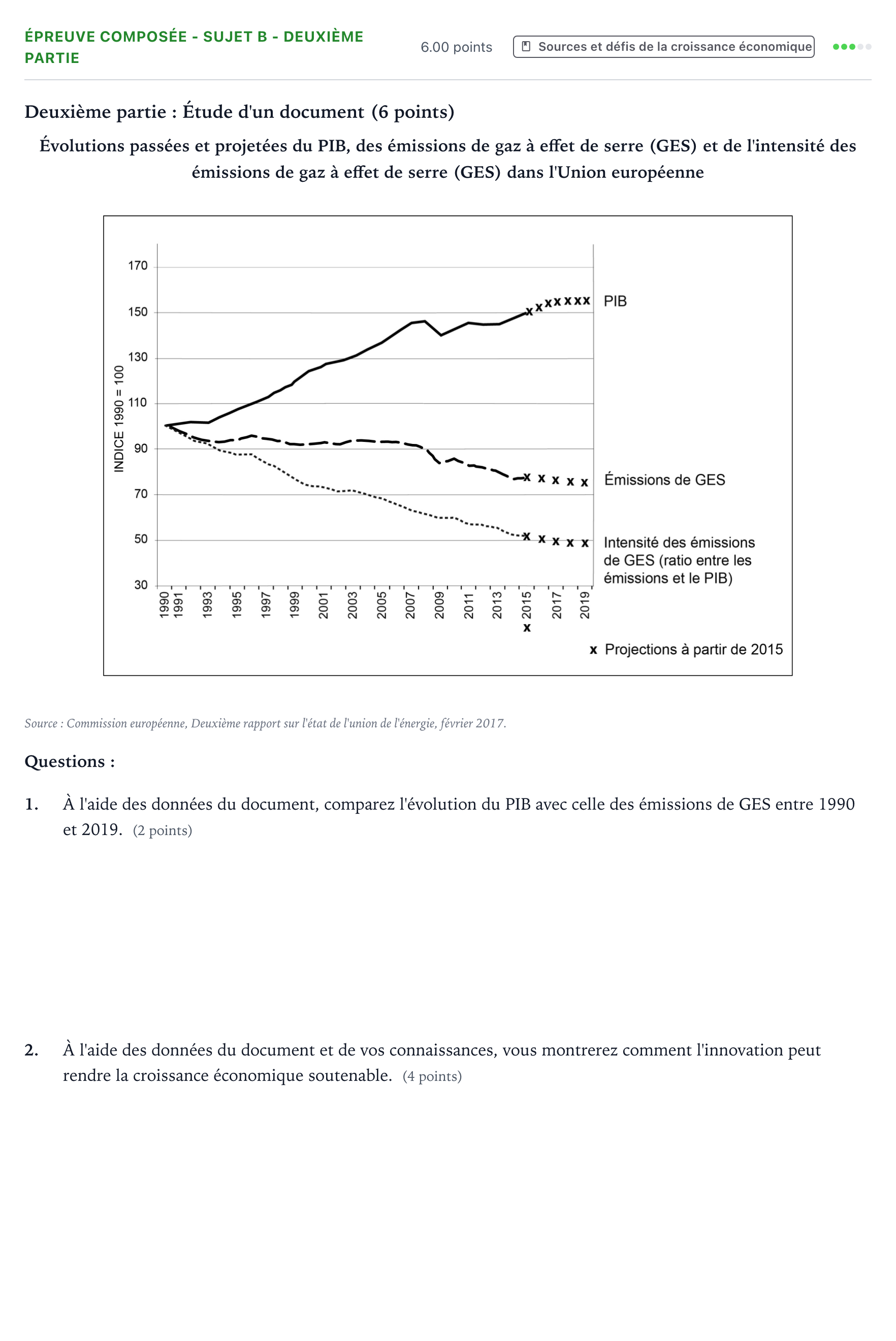 Énoncé: Épreuve composée - Sujet B - Deuxième partie · Bac Sciences Économiques et Sociales Métropole Candidat libre 2021 (sujet 2)