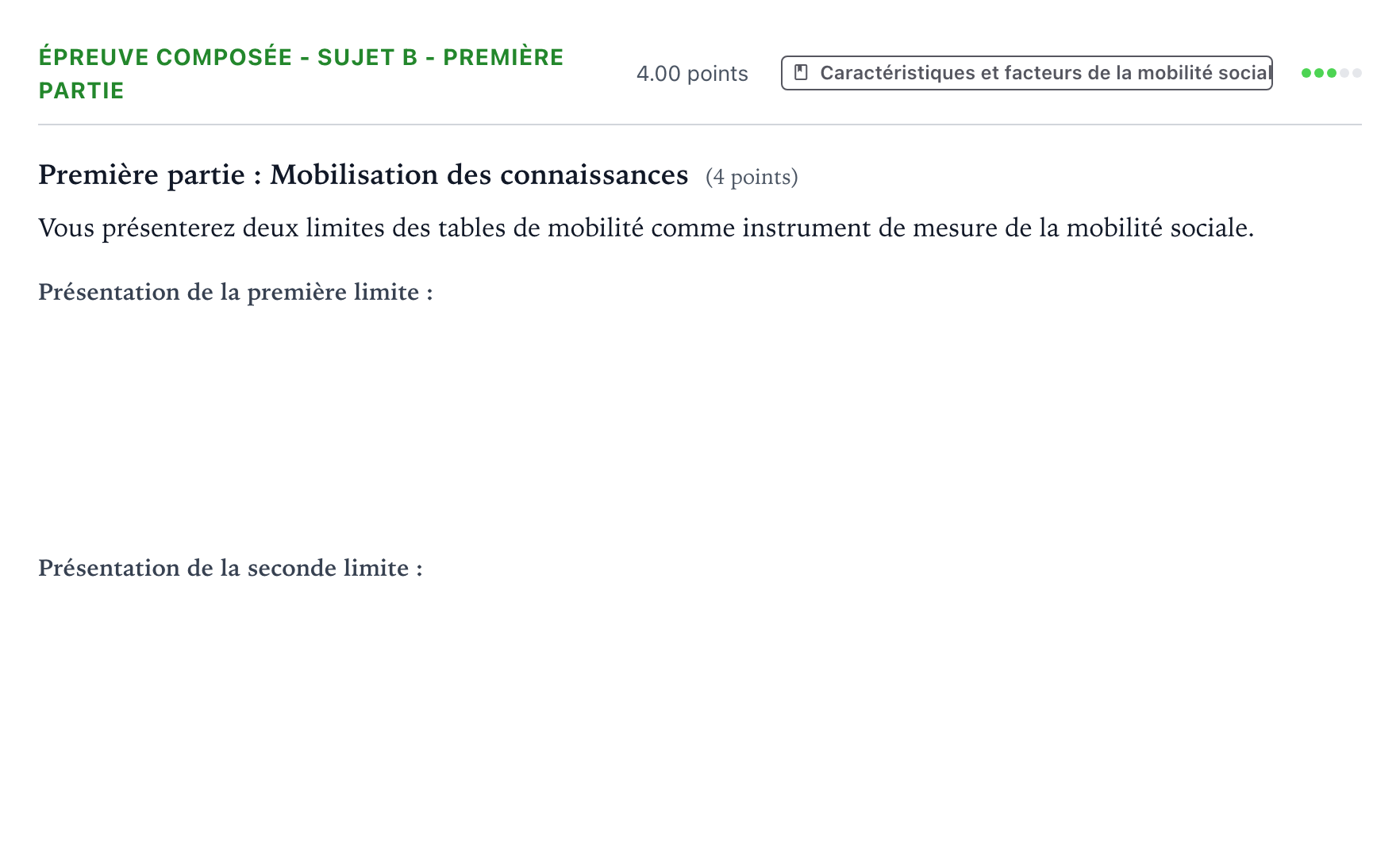 Énoncé: Épreuve composée - Sujet B - Première partie · Bac Sciences Économiques et Sociales Métropole 2 remplacement 2021