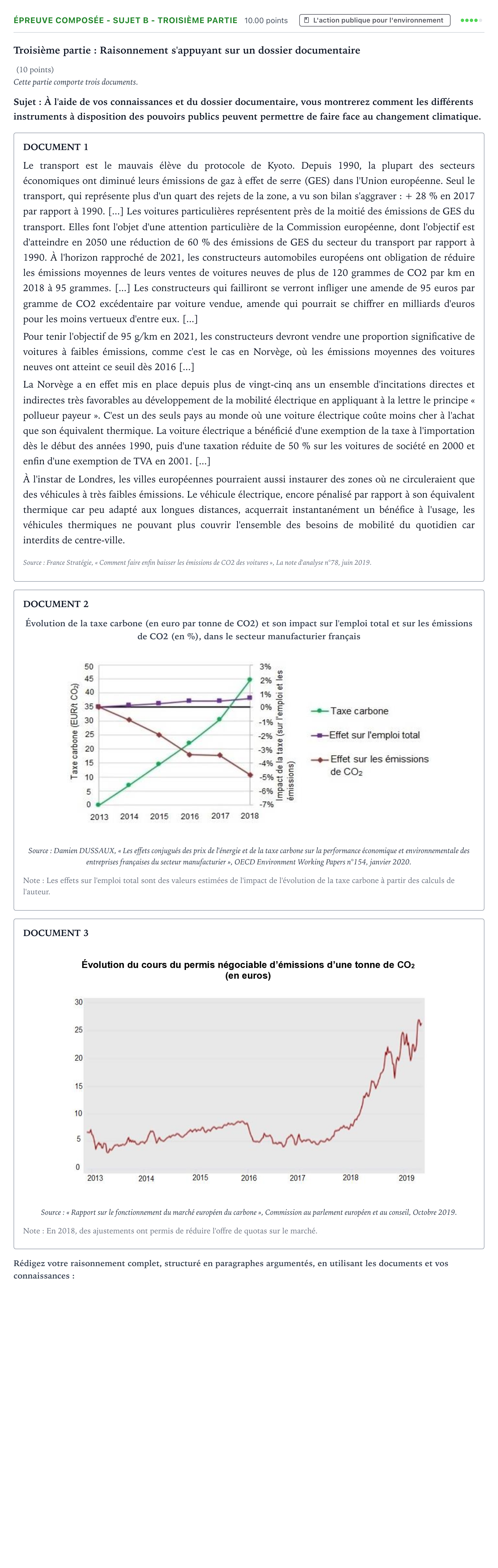 Énoncé: Épreuve composée - Sujet B - Troisième partie · Bac Sciences Économiques et Sociales Métropole 2 remplacement 2021