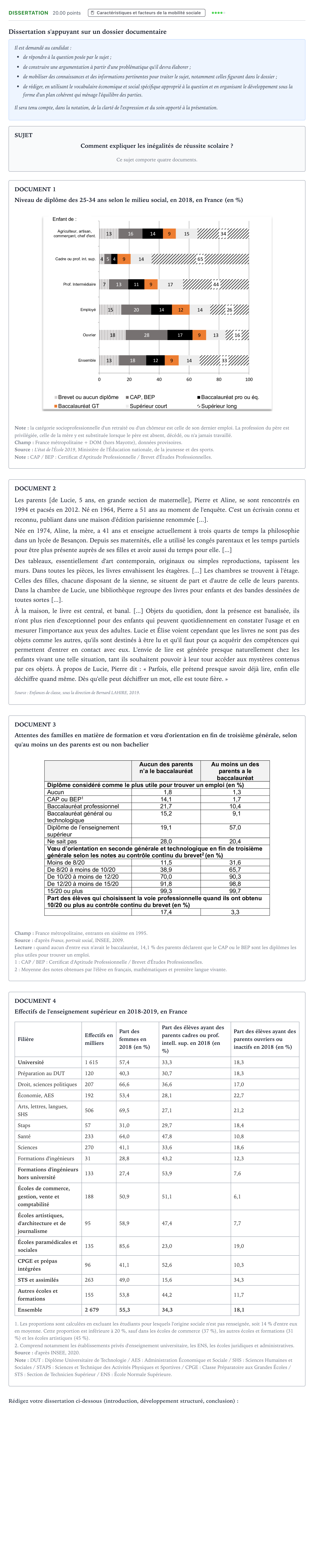 Énoncé: Dissertation · Bac Sciences Économiques et Sociales Polynésie 2021 (jour 1)