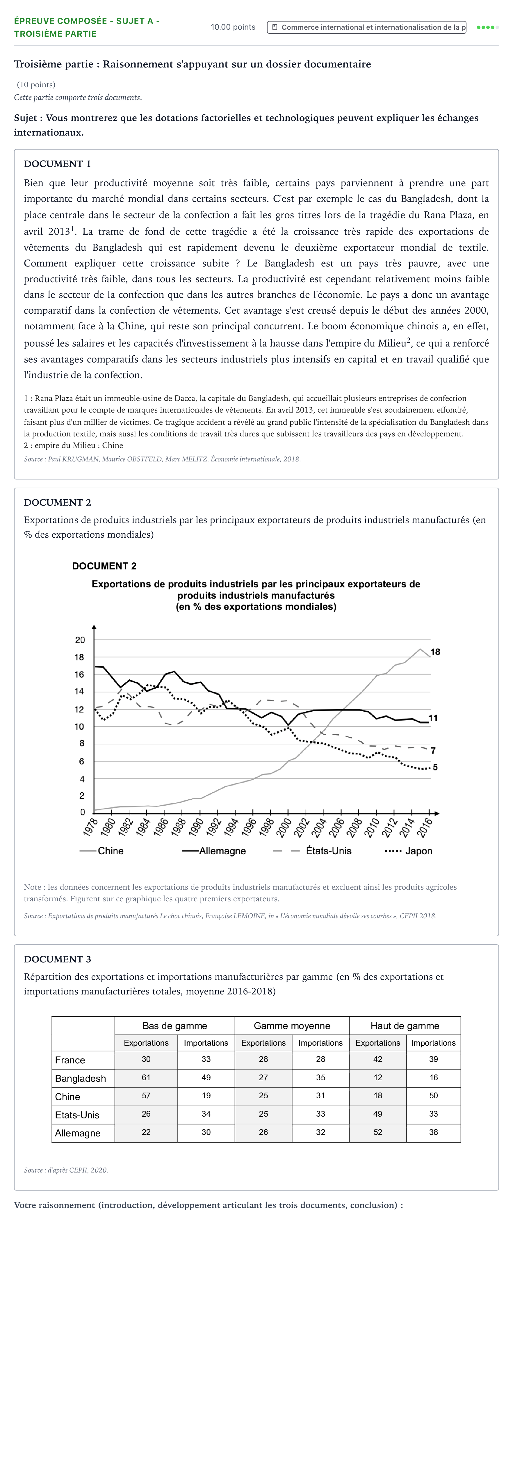 Énoncé: Épreuve composée - Sujet A - Troisième partie · Bac Sciences Économiques et Sociales Polynésie 2021 (jour 1)