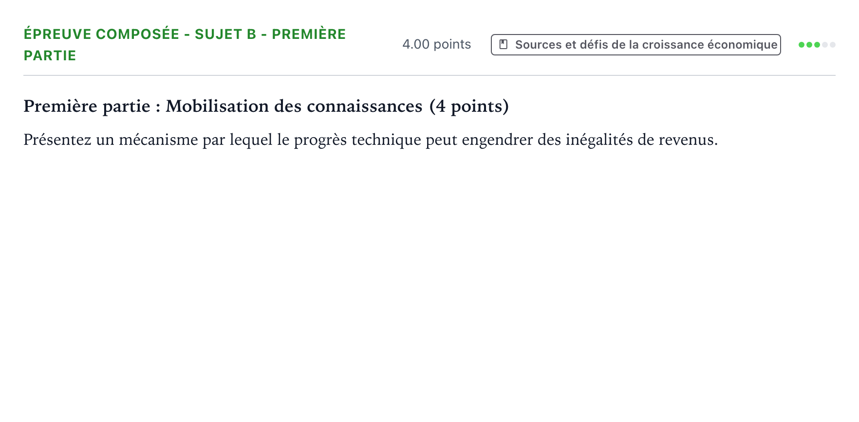 Énoncé: Épreuve composée - Sujet B - Première partie · Bac Sciences Économiques et Sociales Polynésie 2021 (jour 1)