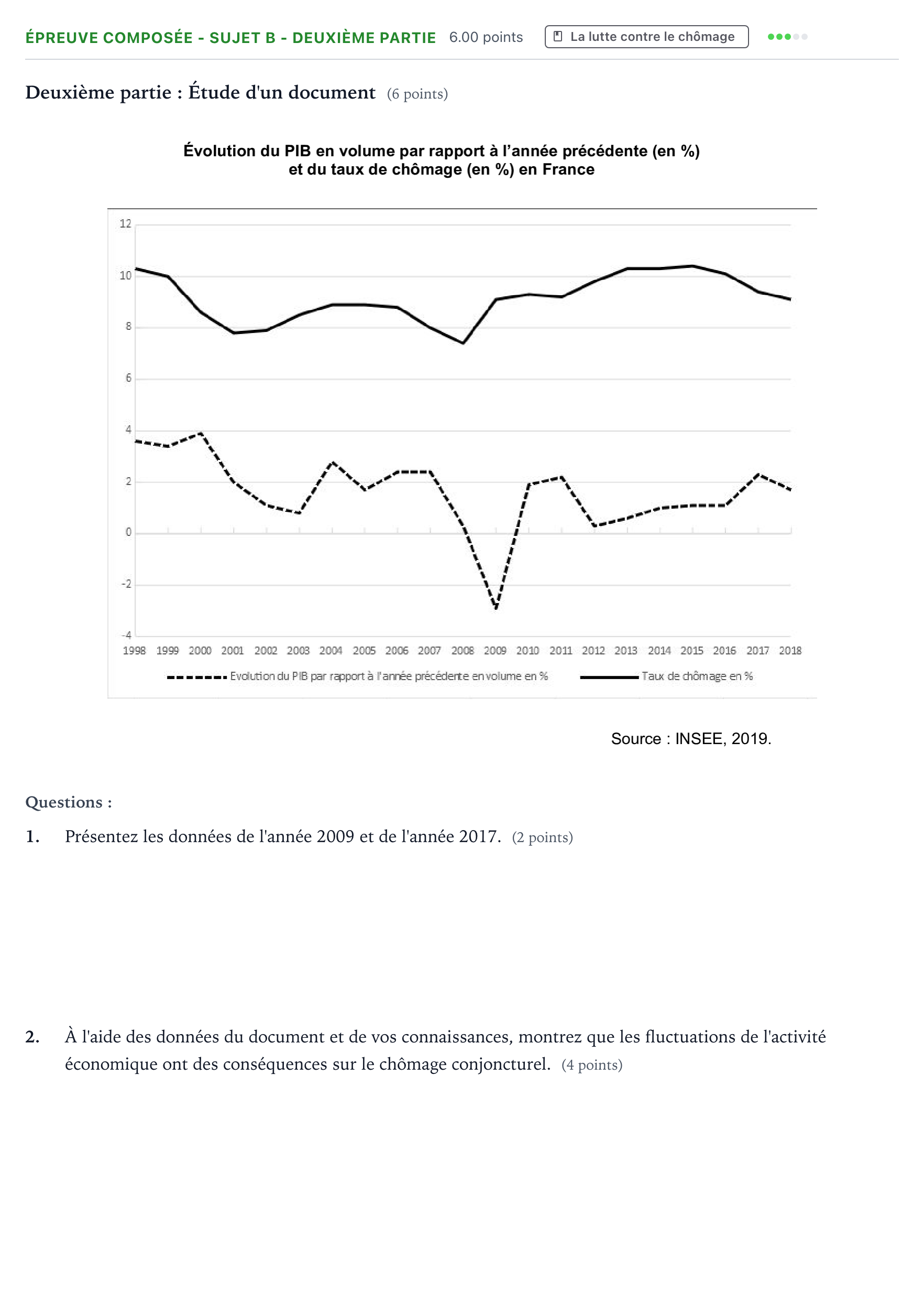 Énoncé: Épreuve composée - Sujet B - Deuxième partie · Bac Sciences Économiques et Sociales Polynésie 2021 (jour 1)