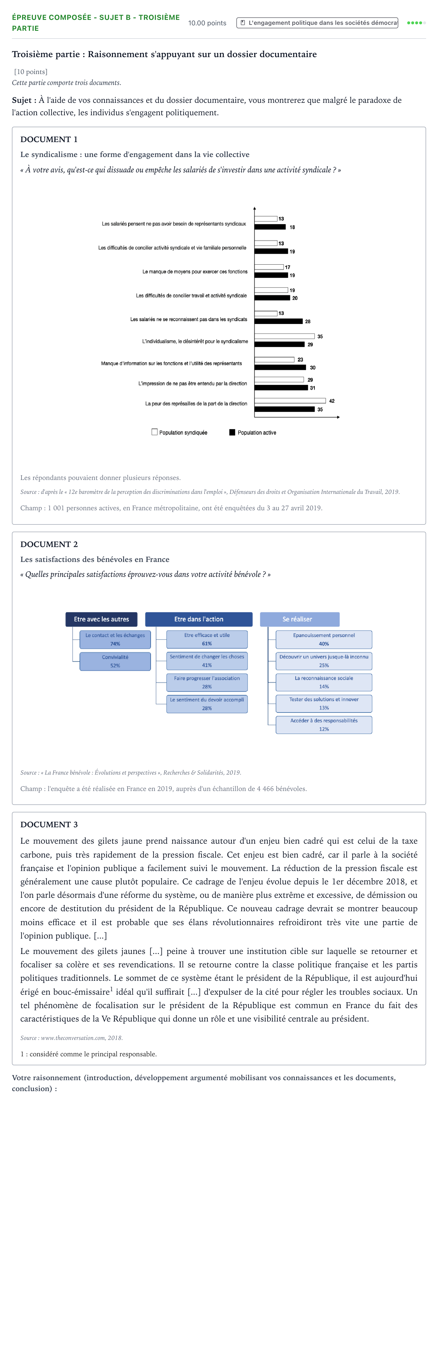 Énoncé: Épreuve composée - Sujet B - Troisième partie · Bac Sciences Économiques et Sociales Polynésie 2021 (jour 1)