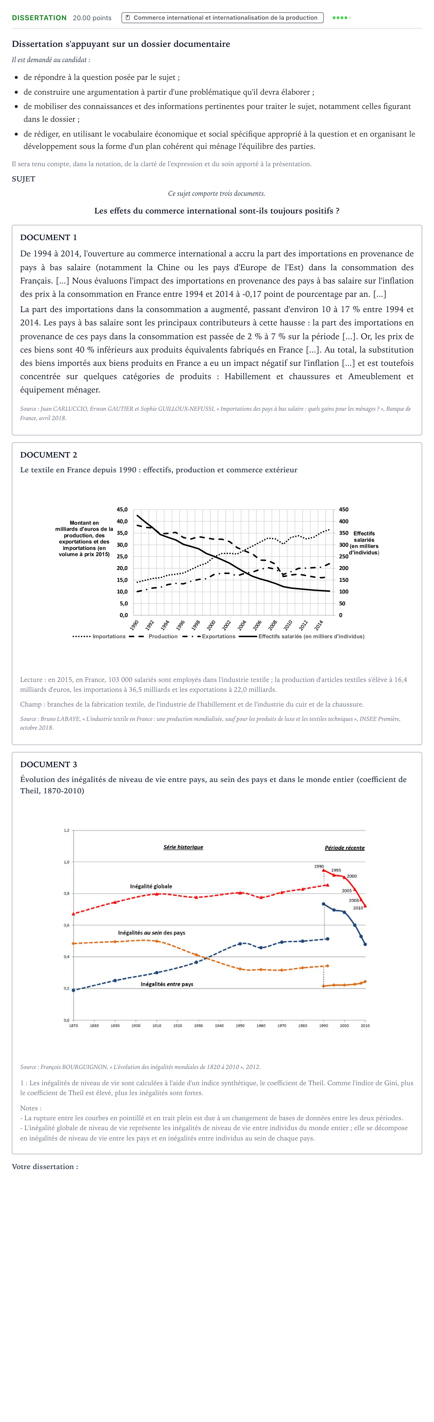 Énoncé: Dissertation · Bac Sciences Économiques et Sociales Polynésie 2021 (jour 2)