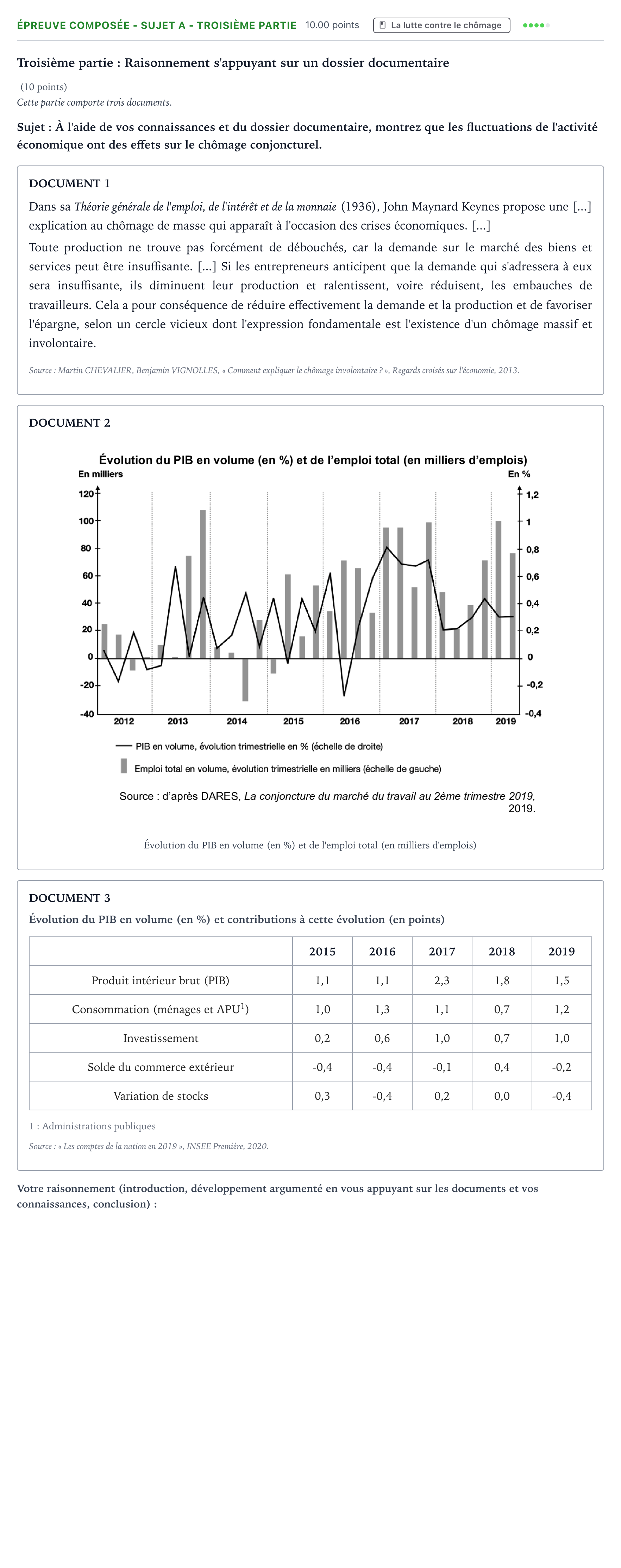 Énoncé: Épreuve composée - Sujet A - Troisième partie · Bac Sciences Économiques et Sociales Polynésie 2021 (jour 2)
