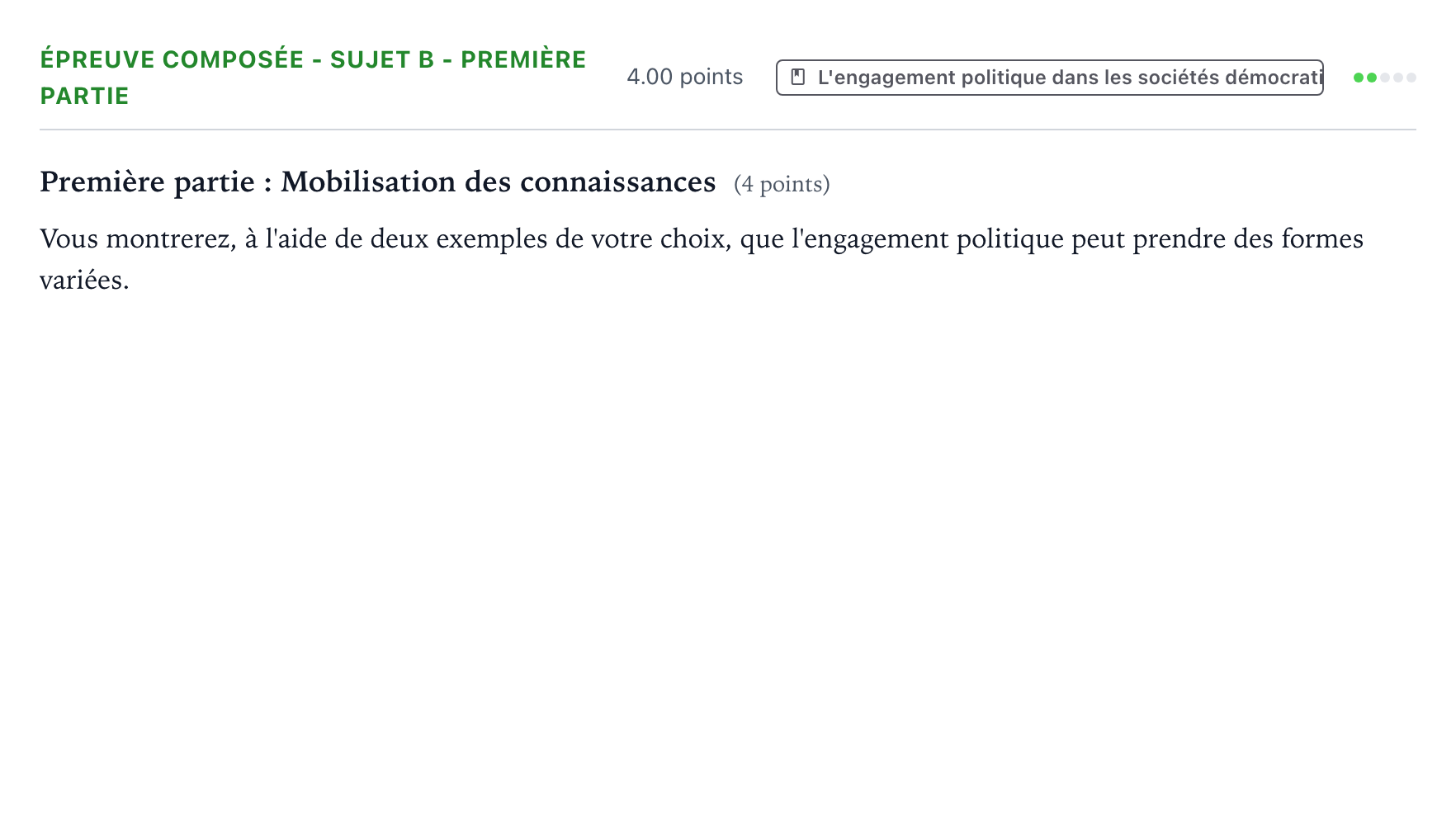 Énoncé: Épreuve composée - Sujet B - Première partie · Bac Sciences Économiques et Sociales Polynésie 2021 (jour 2)
