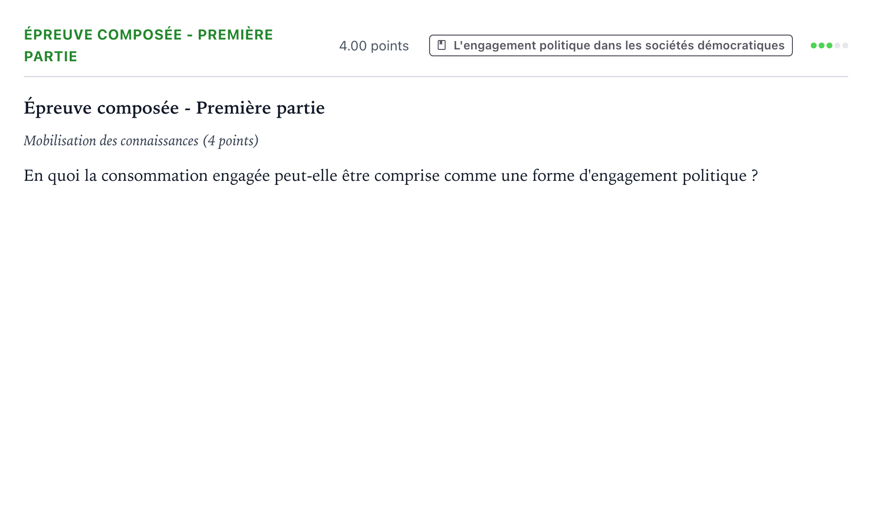 Énoncé: Épreuve composée - Première partie · Bac Sciences Économiques et Sociales Sujets zéro et spécimens sujet 2021 (sujet 1)