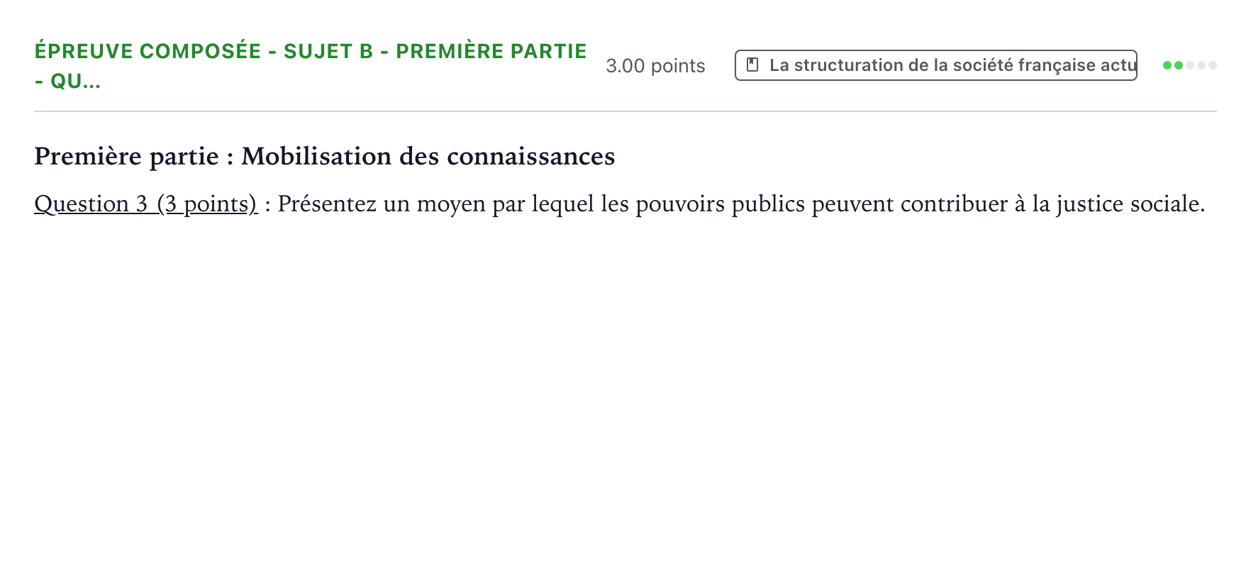 Énoncé: Épreuve composée - Sujet B - Première partie - Qu… · Bac Sciences Économiques et Sociales Amérique du Nord 2022 (jour 1)