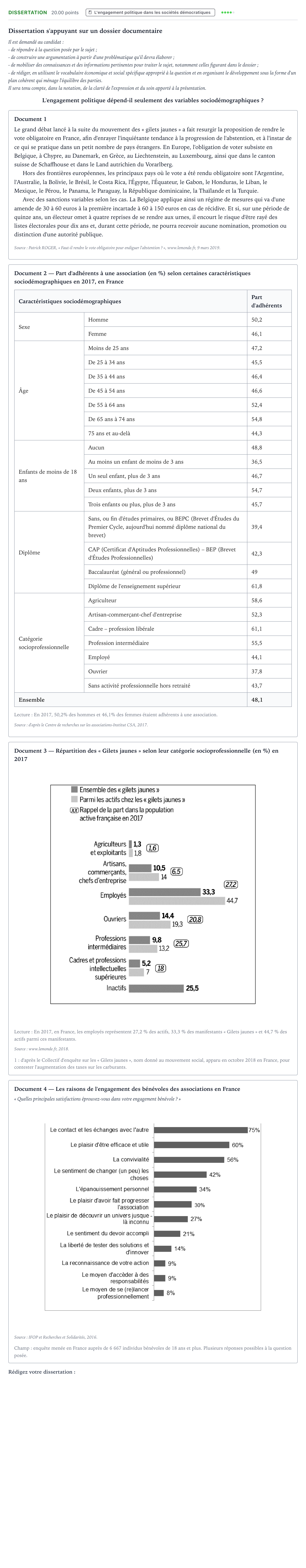 Énoncé: Dissertation · Bac Sciences Économiques et Sociales Amérique du Nord 2022 (jour 2)