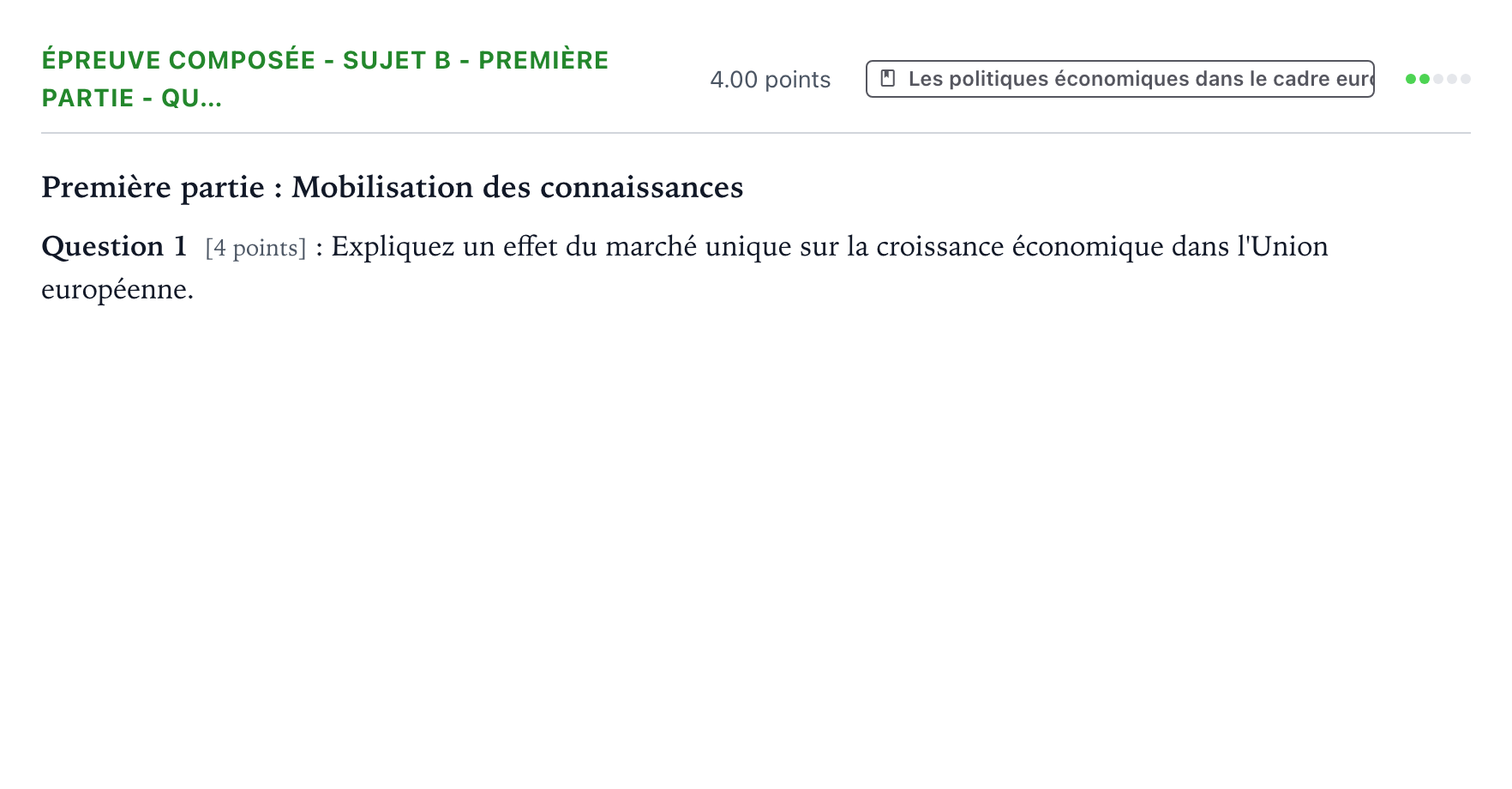 Énoncé: Épreuve composée - Sujet B - Première partie - Qu… · Bac Sciences Économiques et Sociales Amérique du Nord 2022 (jour 2)