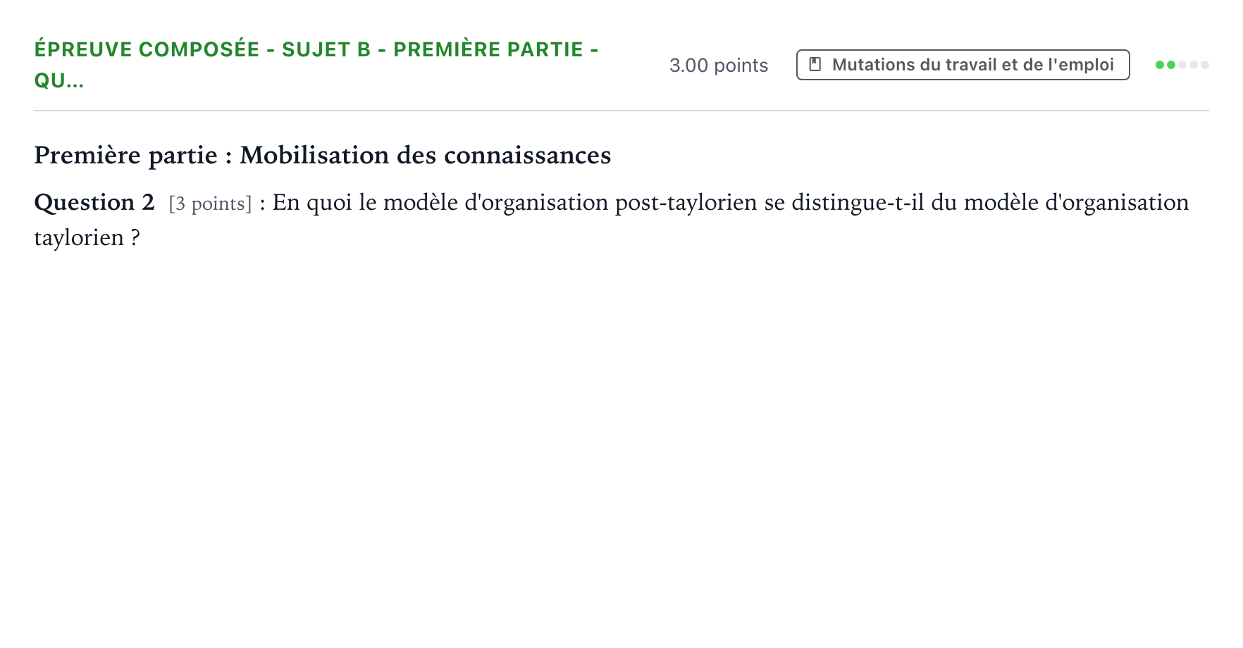 Énoncé: Épreuve composée - Sujet B - Première partie - Qu… · Bac Sciences Économiques et Sociales Amérique du Nord 2022 (jour 2)