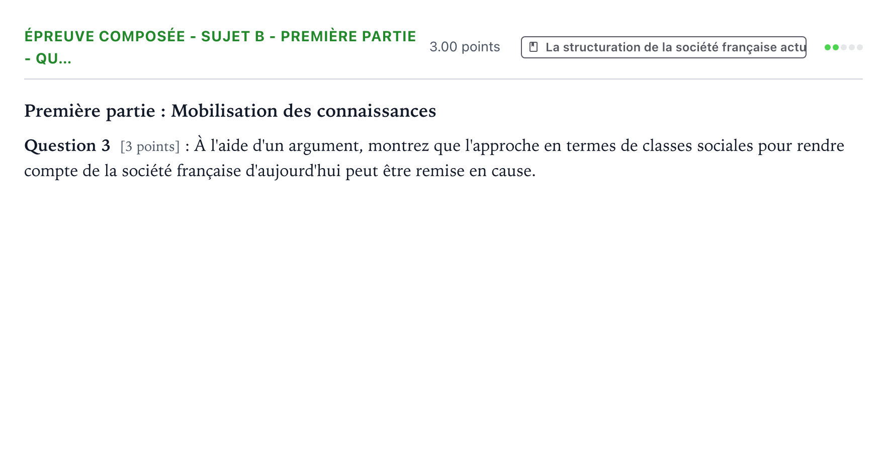 Énoncé: Épreuve composée - Sujet B - Première partie - Qu… · Bac Sciences Économiques et Sociales Amérique du Nord 2022 (jour 2)