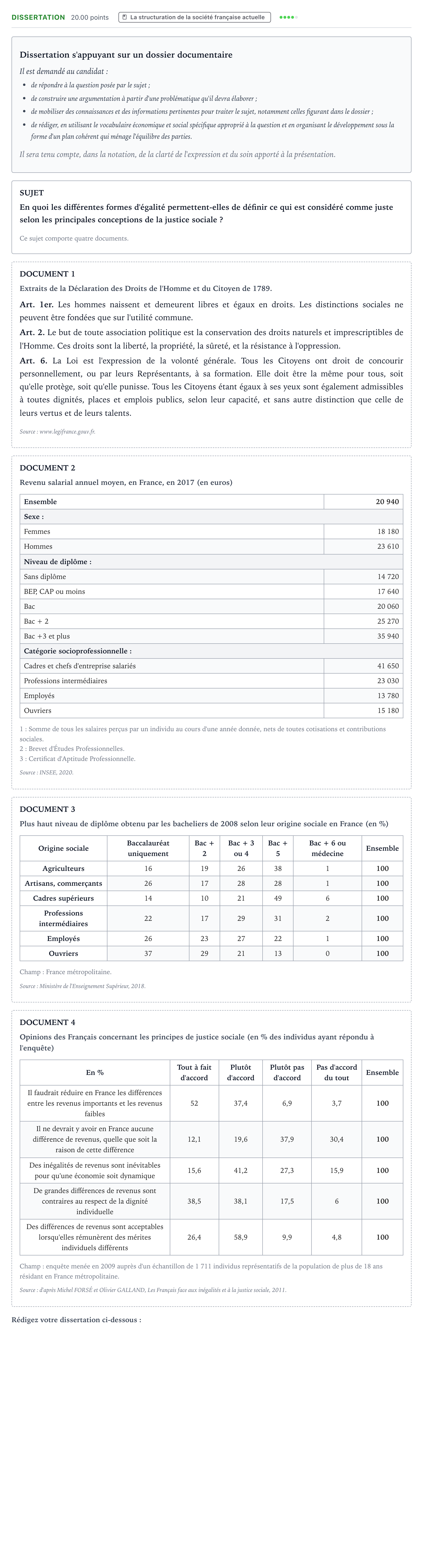 Énoncé: Dissertation · Bac Sciences Économiques et Sociales Amérique du Sud 2022 (jour 1)