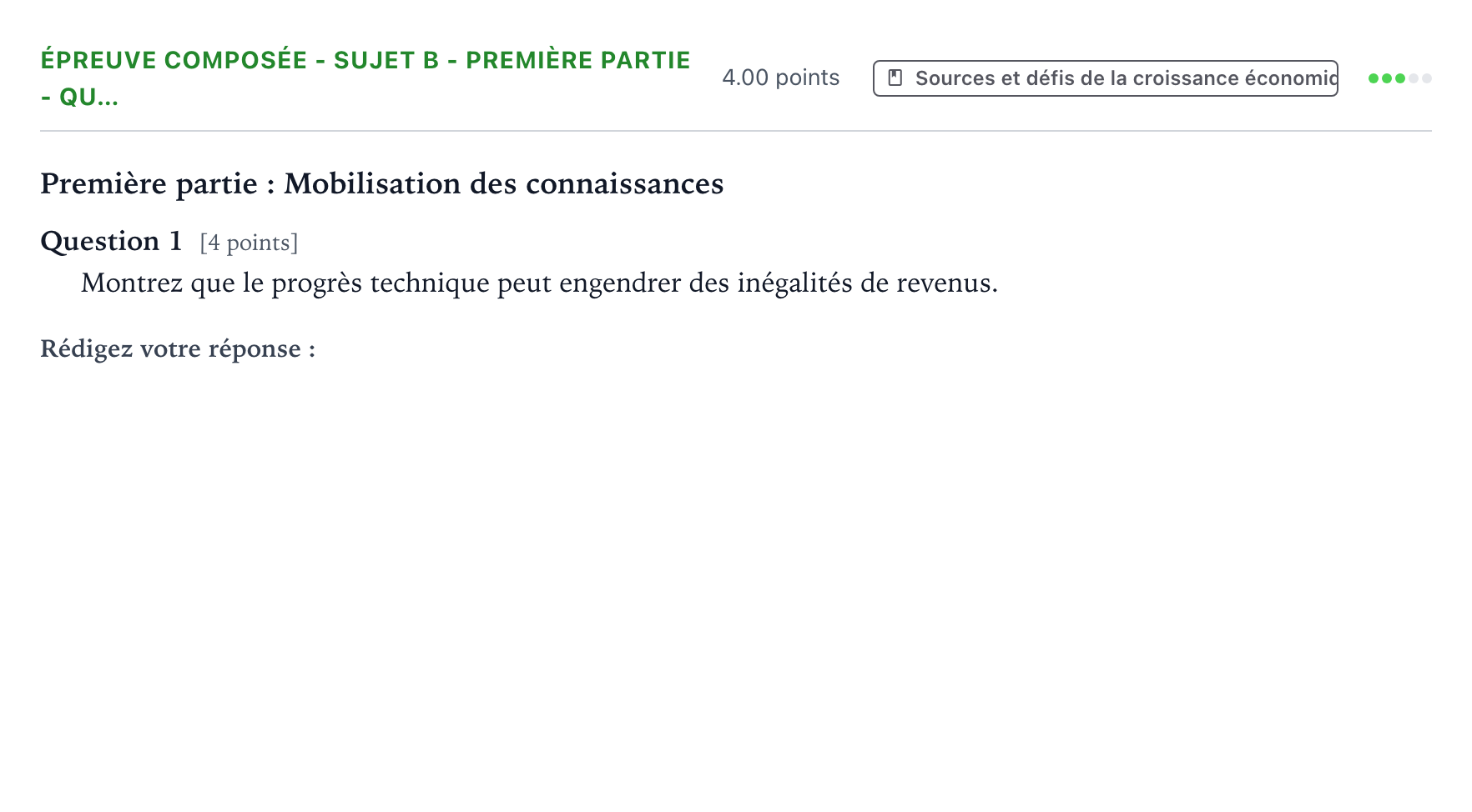 Énoncé: Épreuve composée - Sujet B - Première partie - Qu… · Bac Sciences Économiques et Sociales Amérique du Sud 2022 (jour 1)