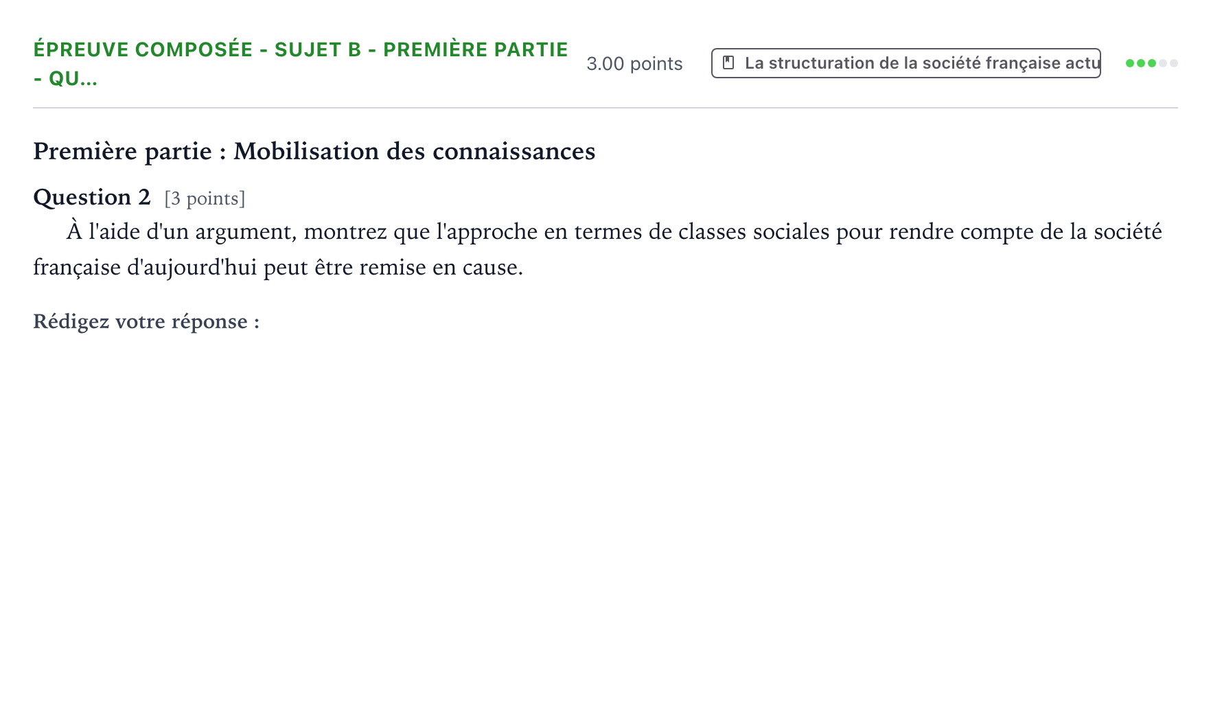 Énoncé: Épreuve composée - Sujet B - Première partie - Qu… · Bac Sciences Économiques et Sociales Amérique du Sud 2022 (jour 1)