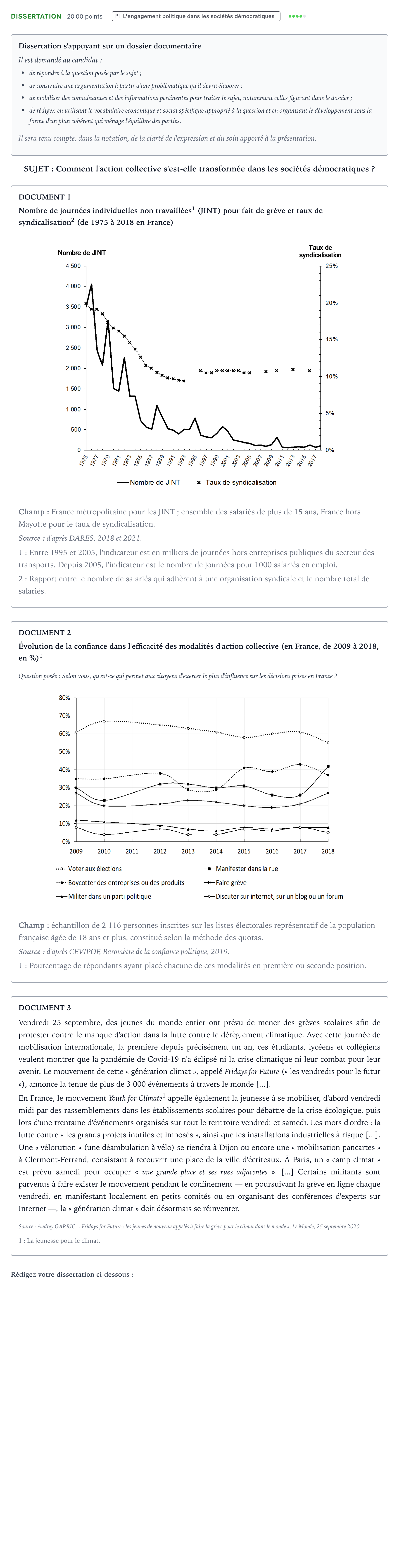 Énoncé: Dissertation · Bac Sciences Économiques et Sociales Amérique du Sud 2022 (jour 2)