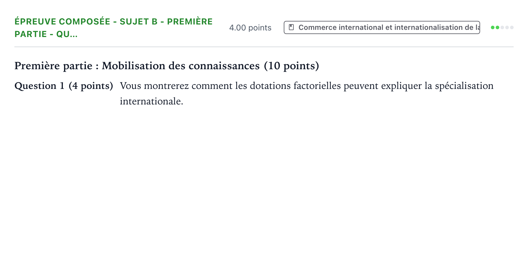 Énoncé: Épreuve composée - Sujet B - Première partie - Qu… · Bac Sciences Économiques et Sociales Amérique du Sud 2022 (jour 2)