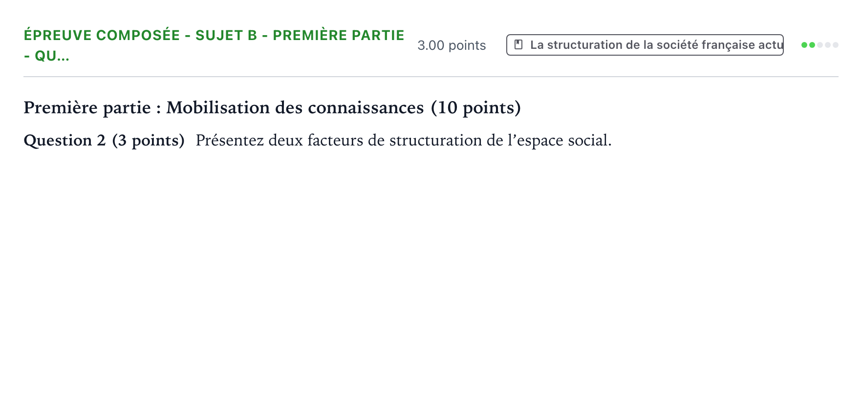 Énoncé: Épreuve composée - Sujet B - Première partie - Qu… · Bac Sciences Économiques et Sociales Amérique du Sud 2022 (jour 2)