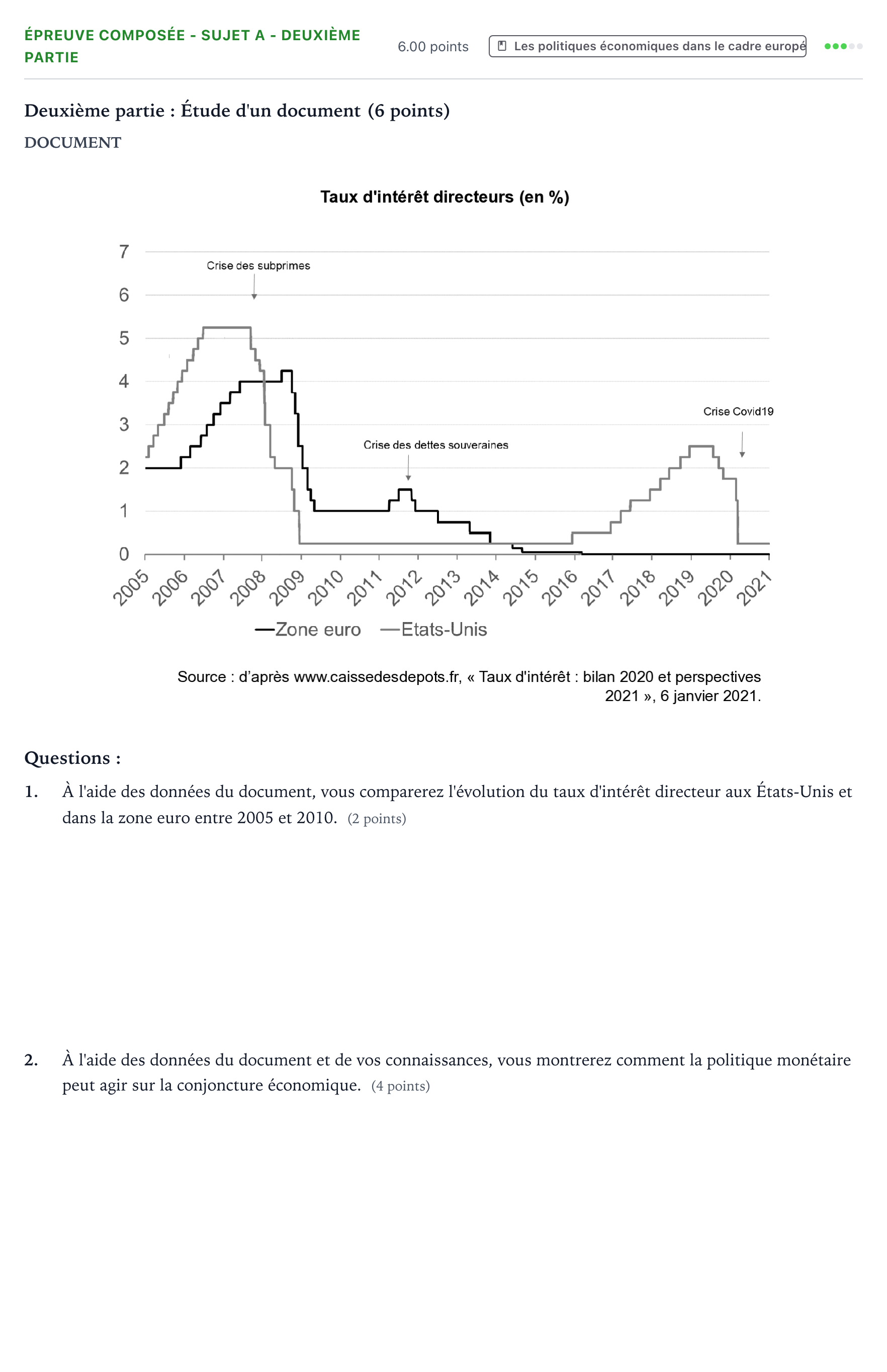 Énoncé: Épreuve composée - Sujet A - Deuxième partie · Bac Sciences Économiques et Sociales Centres étrangers (Afrique) 2022 (jour 1)