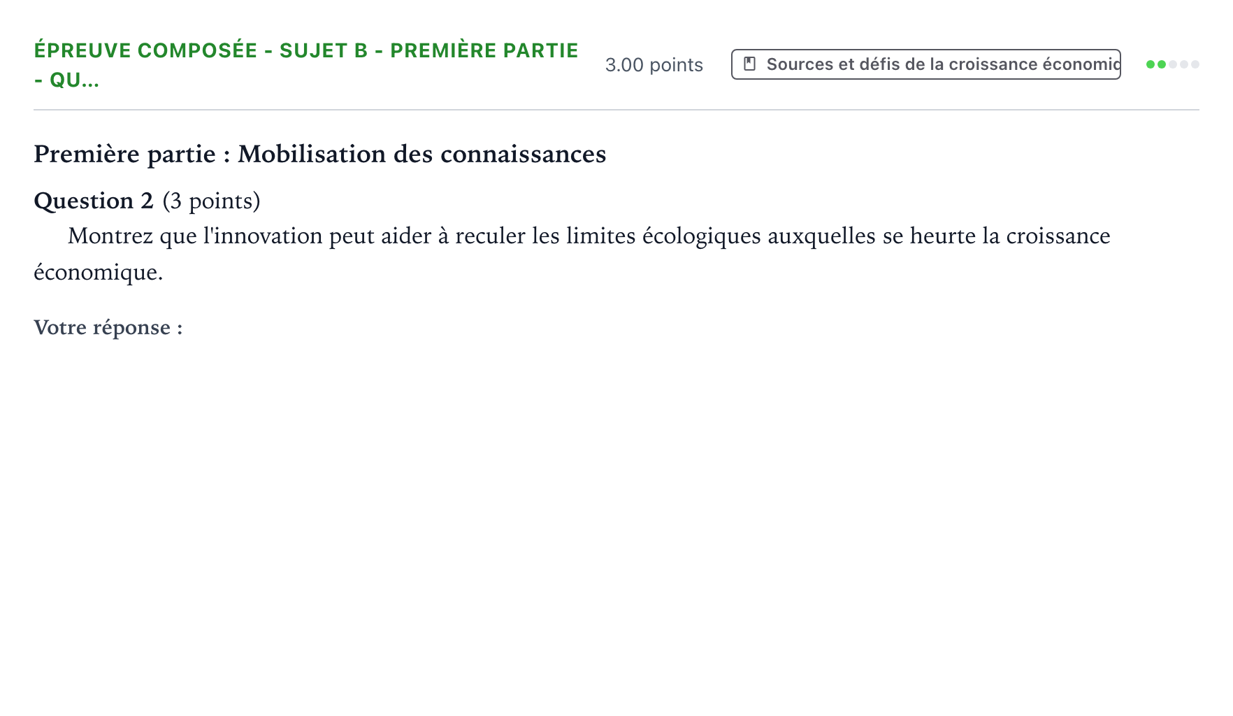 Énoncé: Épreuve composée - Sujet B - Première partie - Qu… · Bac Sciences Économiques et Sociales Centres étrangers (Afrique) 2022 (jour 1)