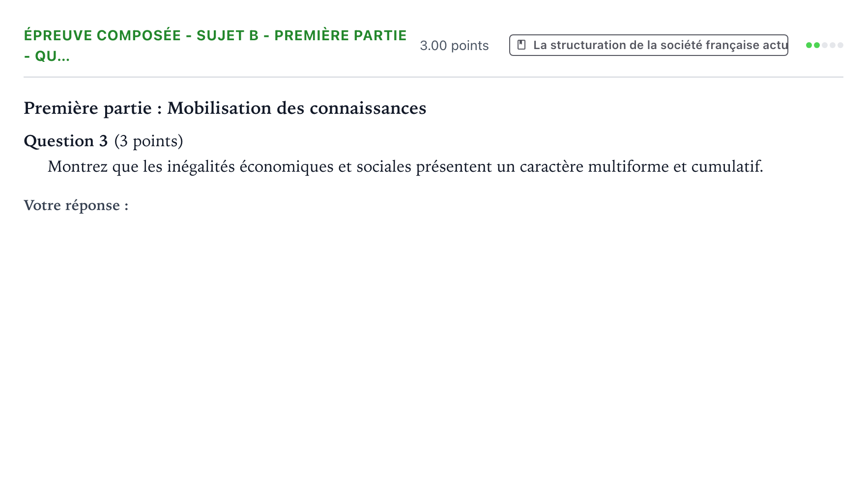 Énoncé: Épreuve composée - Sujet B - Première partie - Qu… · Bac Sciences Économiques et Sociales Centres étrangers (Afrique) 2022 (jour 1)