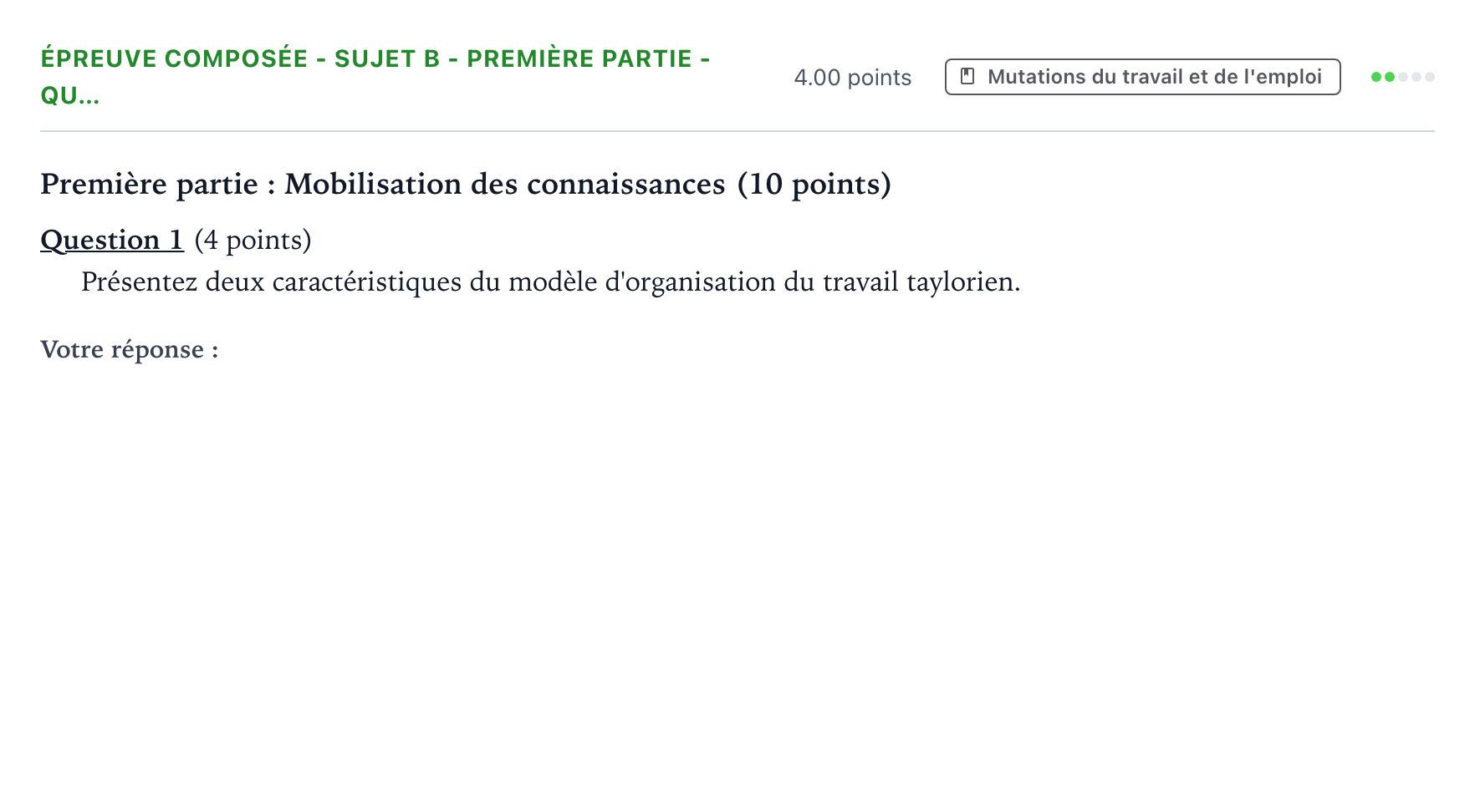 Énoncé: Épreuve composée - Sujet B - Première partie - Qu… · Bac Sciences Économiques et Sociales Centres étrangers (Afrique) 2022 (jour 2)