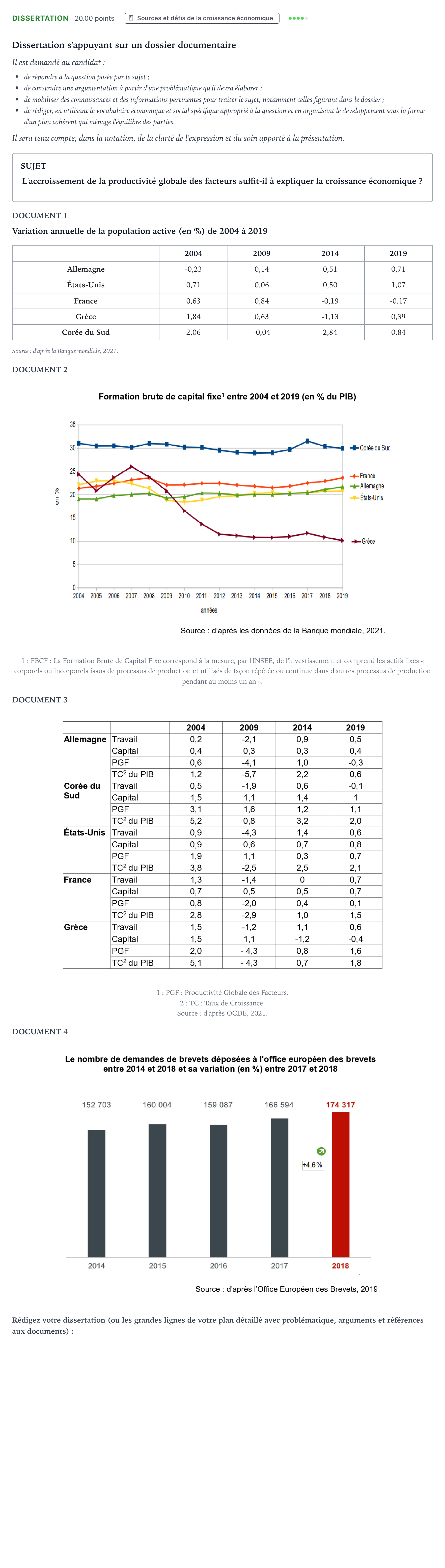 Énoncé: Dissertation · Bac Sciences Économiques et Sociales Mayotte-Liban 2022 (jour 1)