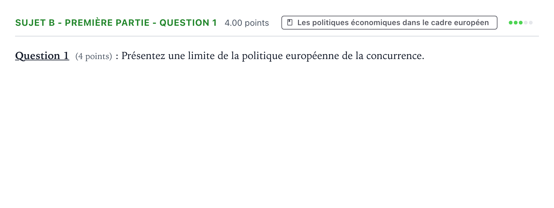 Énoncé: Sujet B - Première partie - Question 1 · Bac Sciences Économiques et Sociales Mayotte-Liban 2022 (jour 1)